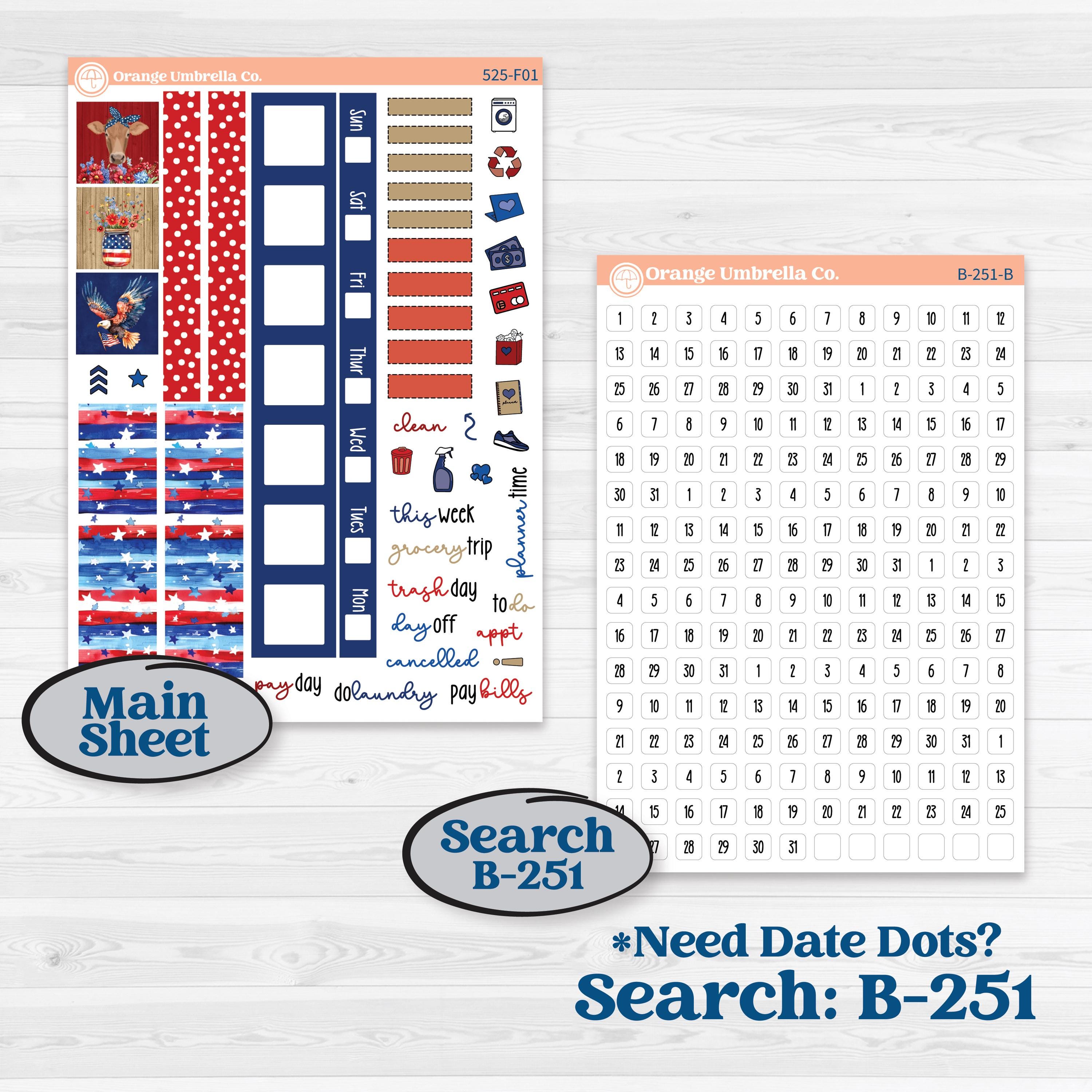 Memorial Day Kit | Hobonichi Weeks Weekly Planner Kit Stickers | Arlington | KIT-525-F