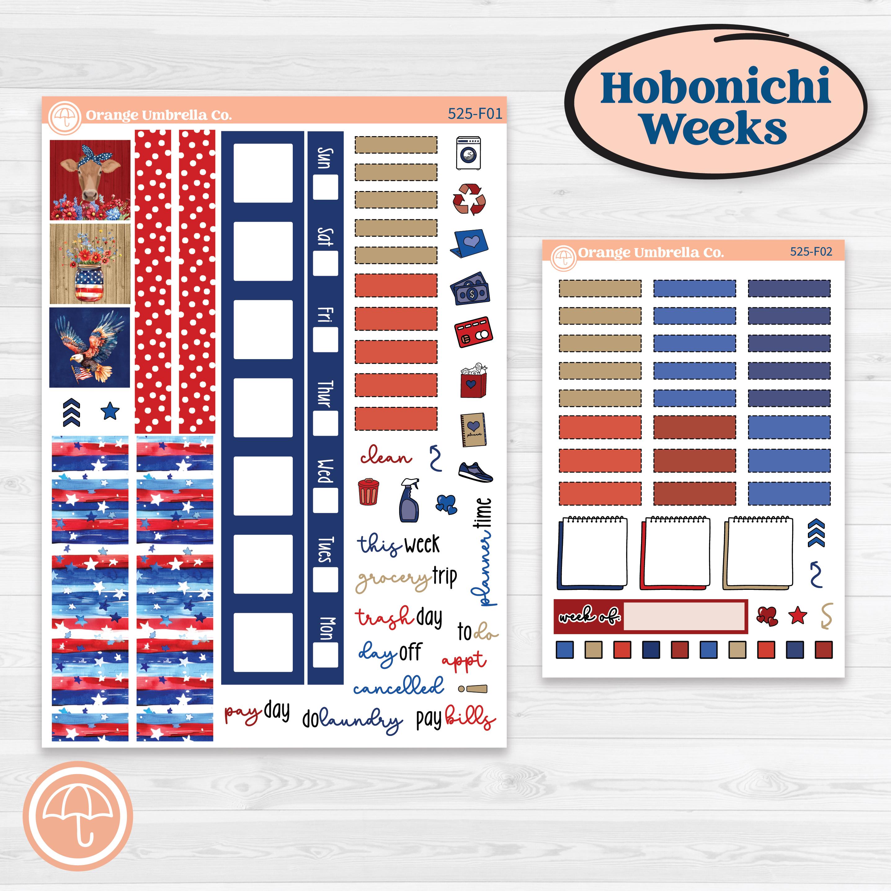 Memorial Day Kit | Hobonichi Weeks Weekly Planner Kit Stickers | Arlington | KIT-525-F