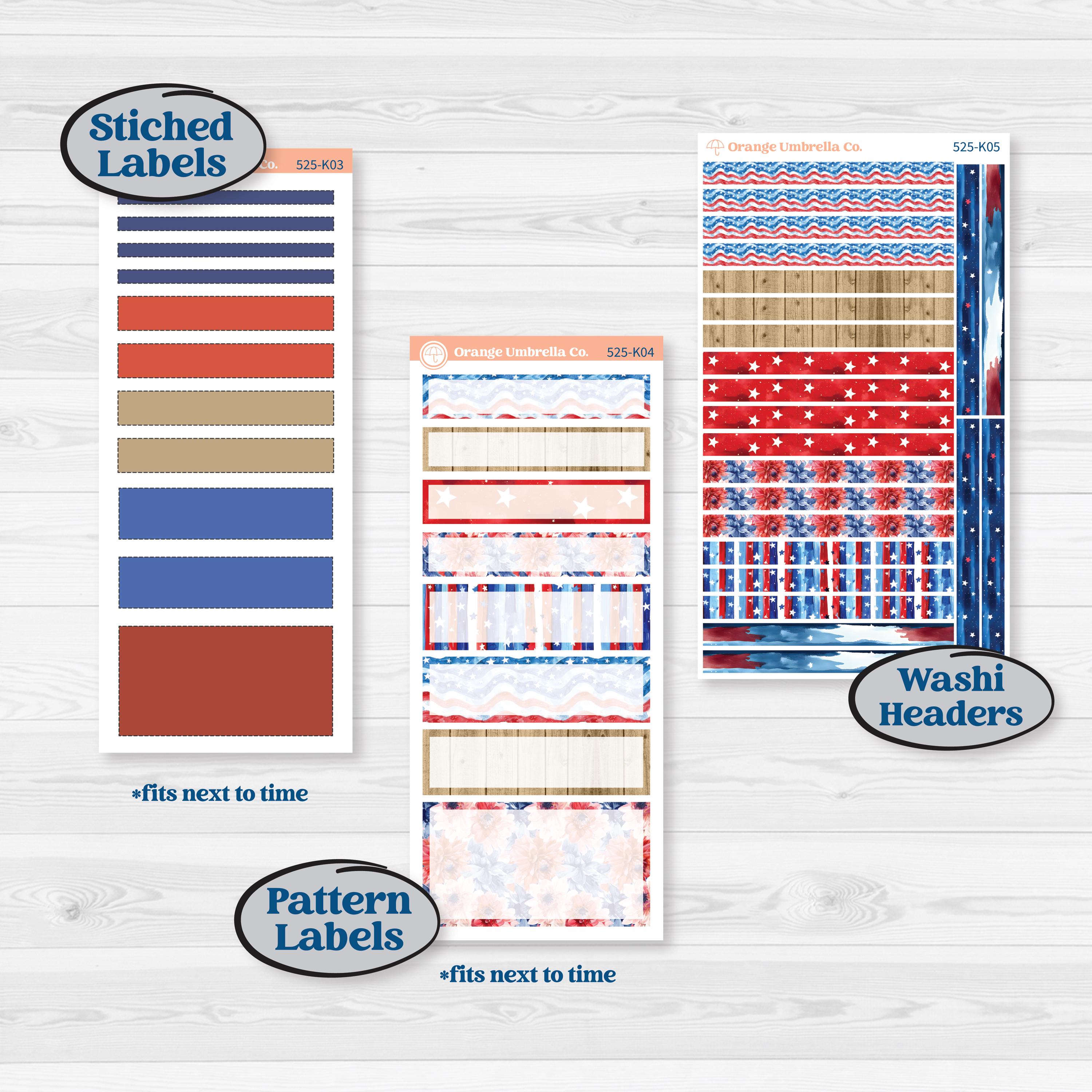 Memorial Day Kit | 7x9 Erin Condren Daily Duo Planner Kit Stickers | Arlington | KIT-525-K
