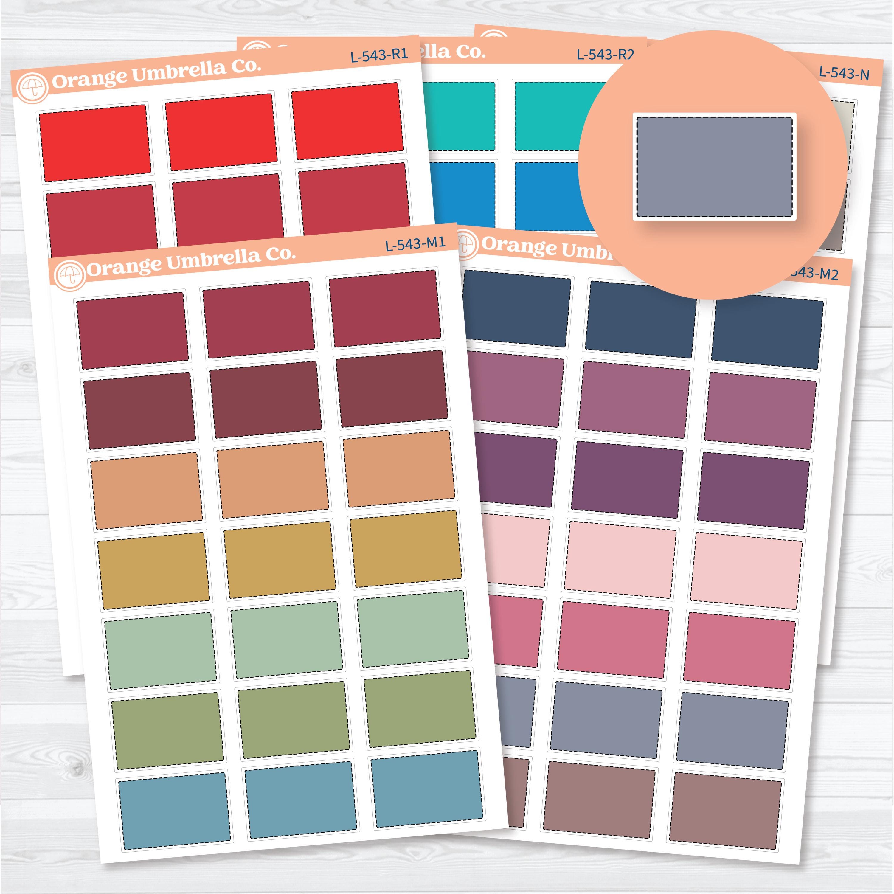 Half box stitched planner label stickers in multiple colors for planners and bullet journals