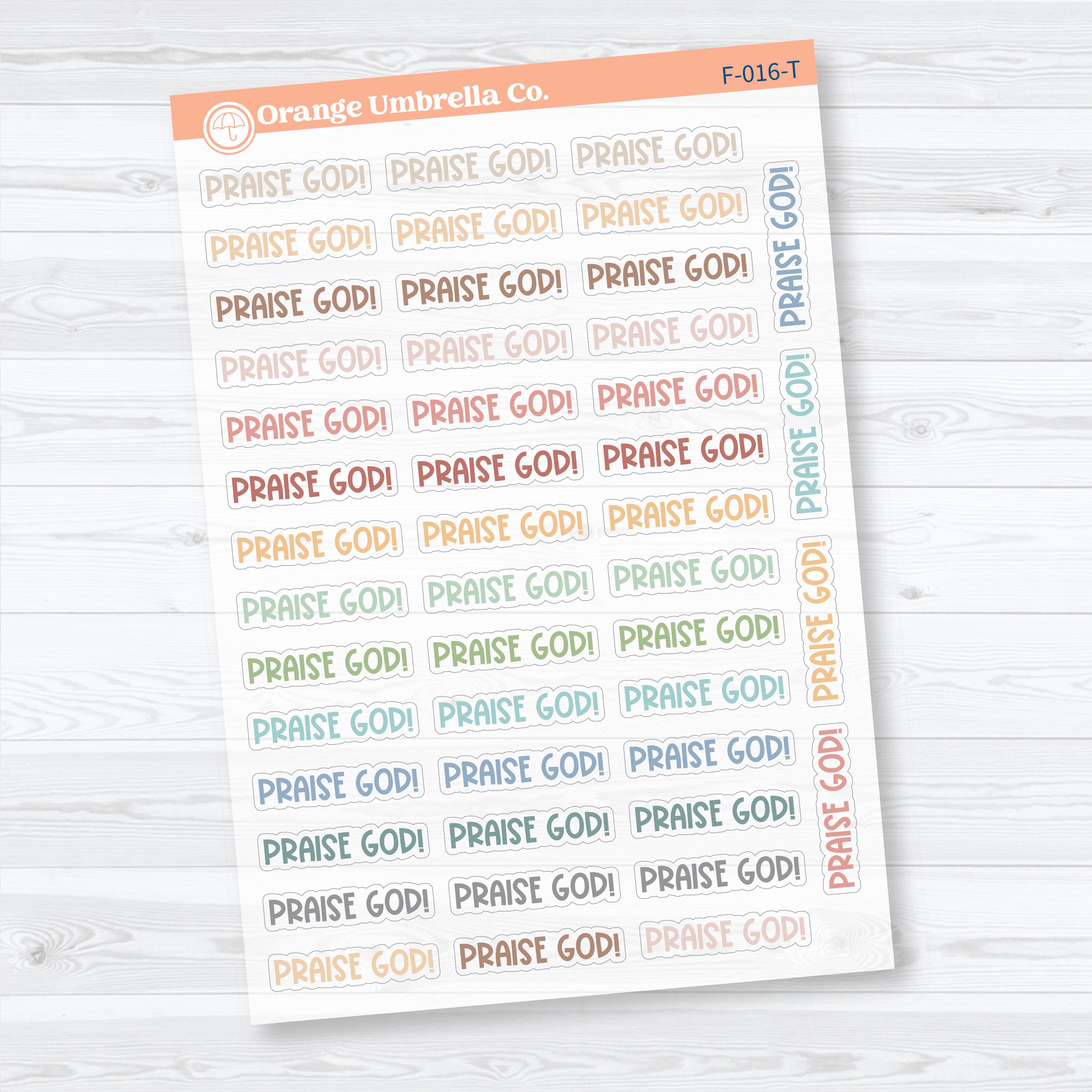 Praise God Funky Font Clear Matte Stickers | Faith & Bible Journaling Stickers | F-016-CM