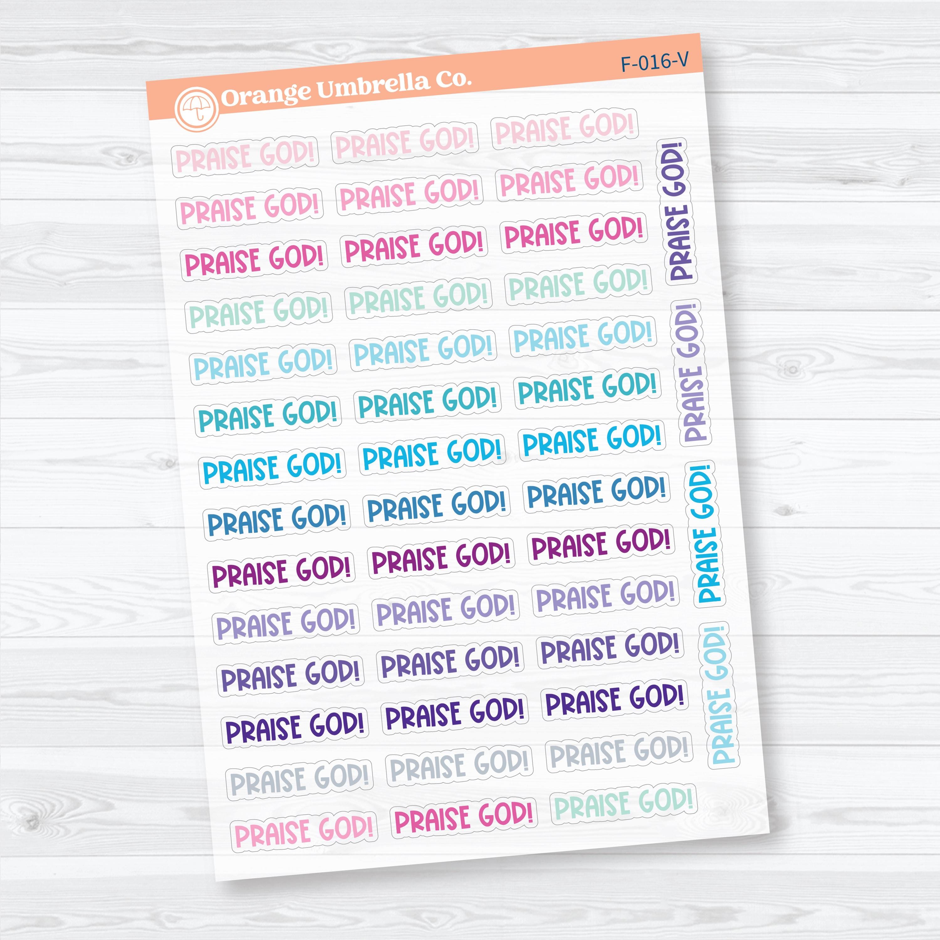 Praise God Funky Font Clear Matte Stickers | Faith & Bible Journaling Stickers | F-016-CM
