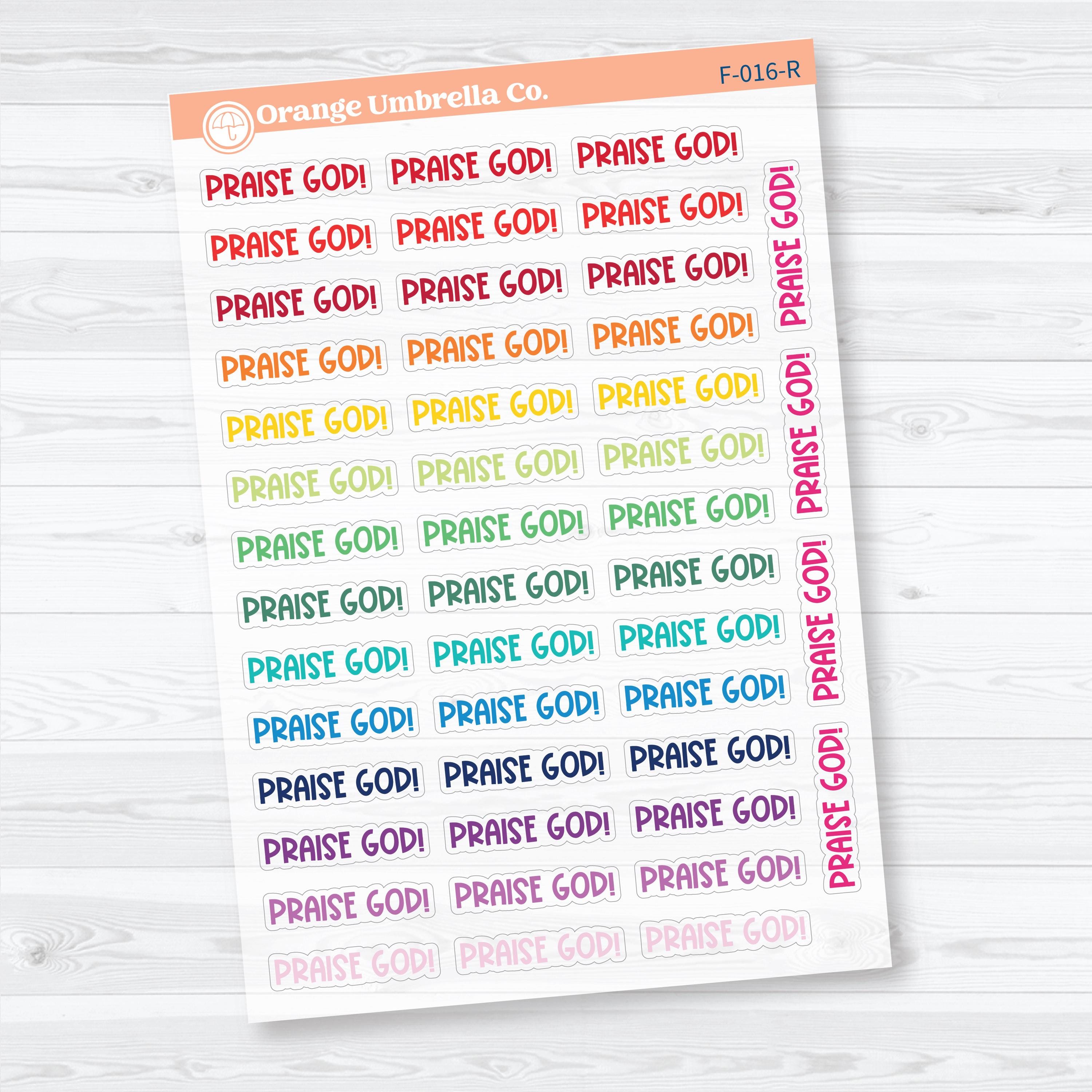 Praise God Funky Font Clear Matte Stickers | Faith & Bible Journaling Stickers | F-016-CM
