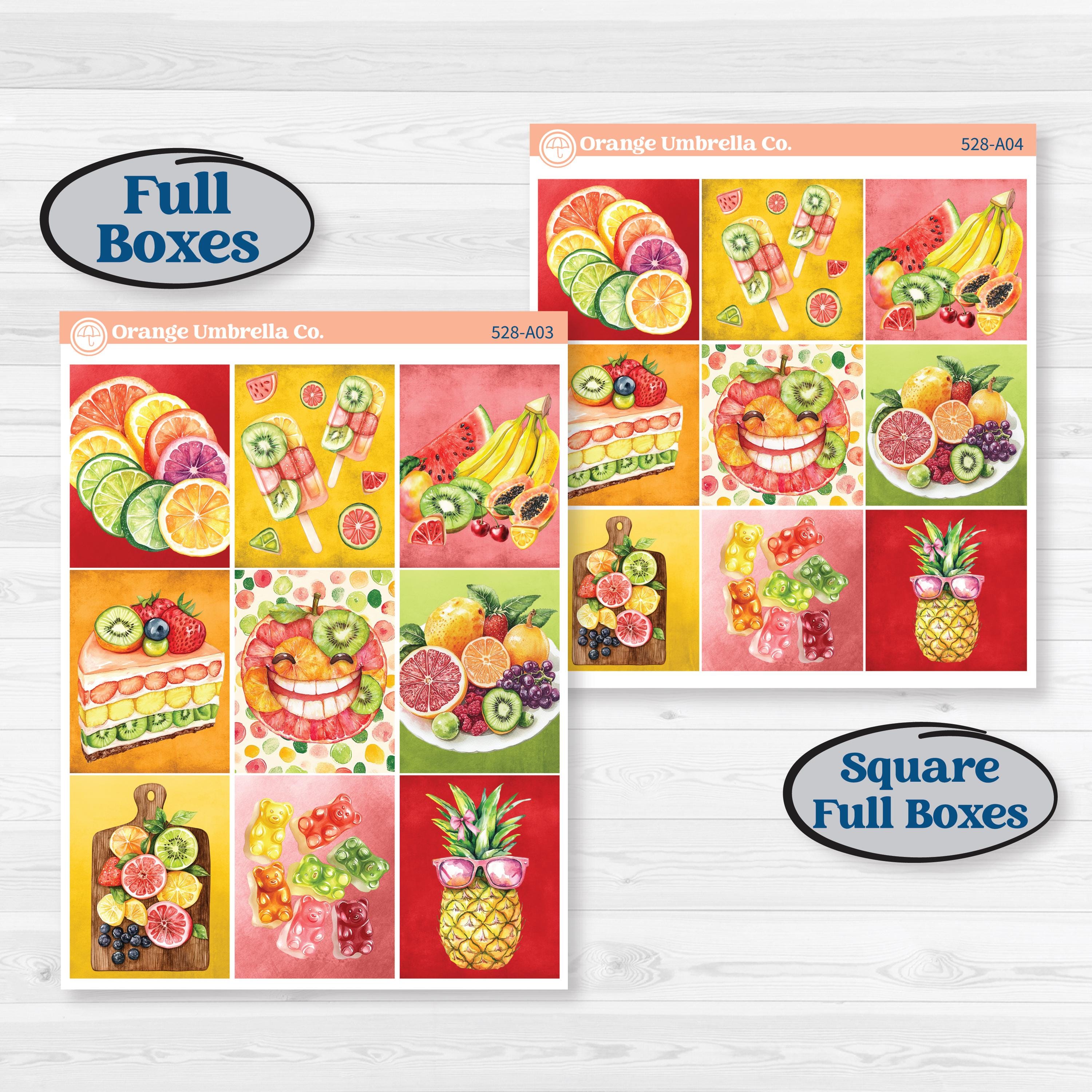 Bright Fruit Stickers | Weekly Sticker Kit for Vertical Planners like Erin Condren | Burst | KIT-528-A