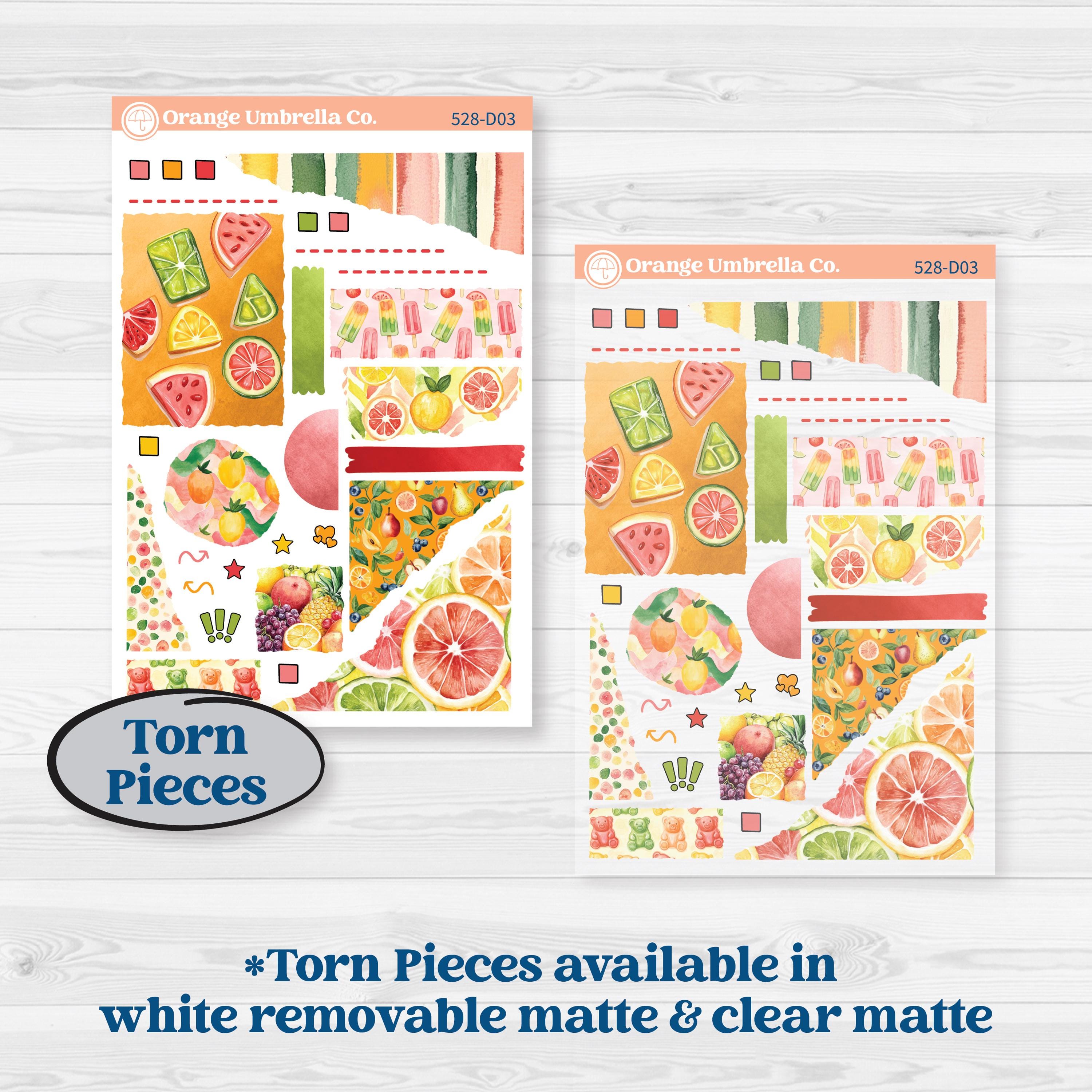 Bright Fruit Stickers | Journaling or Scrapbooking Kit | Creative Junk Journal Planner Stickers | Burst | KIT-528-D