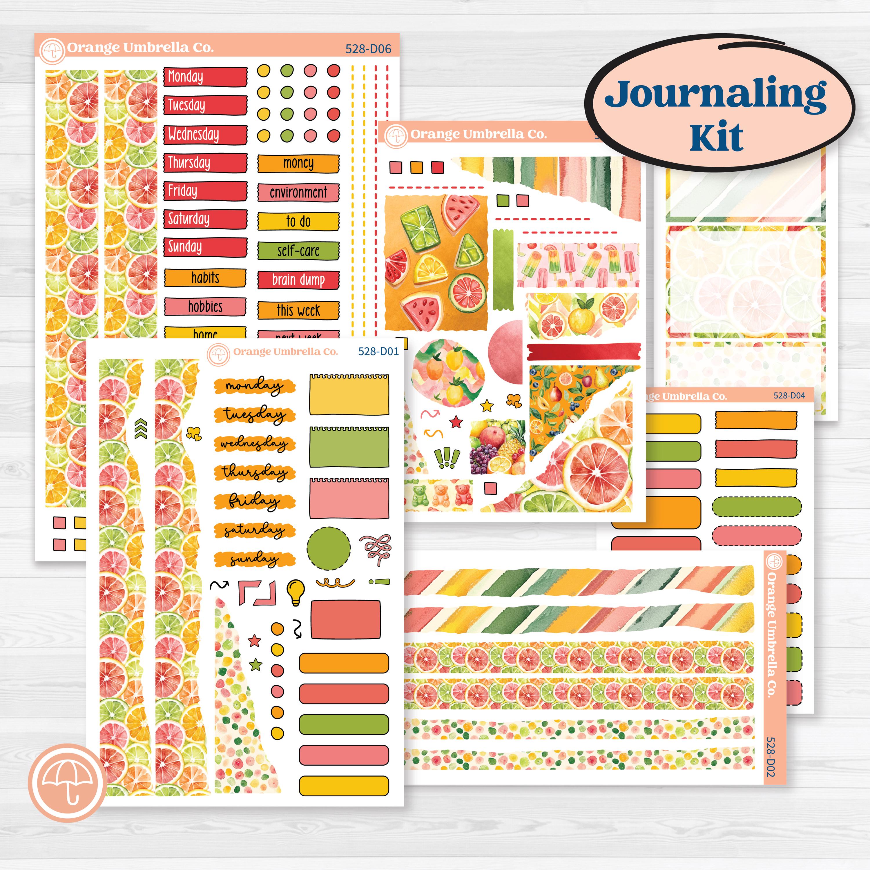 Bright Fruit Stickers | Journaling or Scrapbooking Kit | Creative Junk Journal Planner Stickers | Burst | KIT-528-D