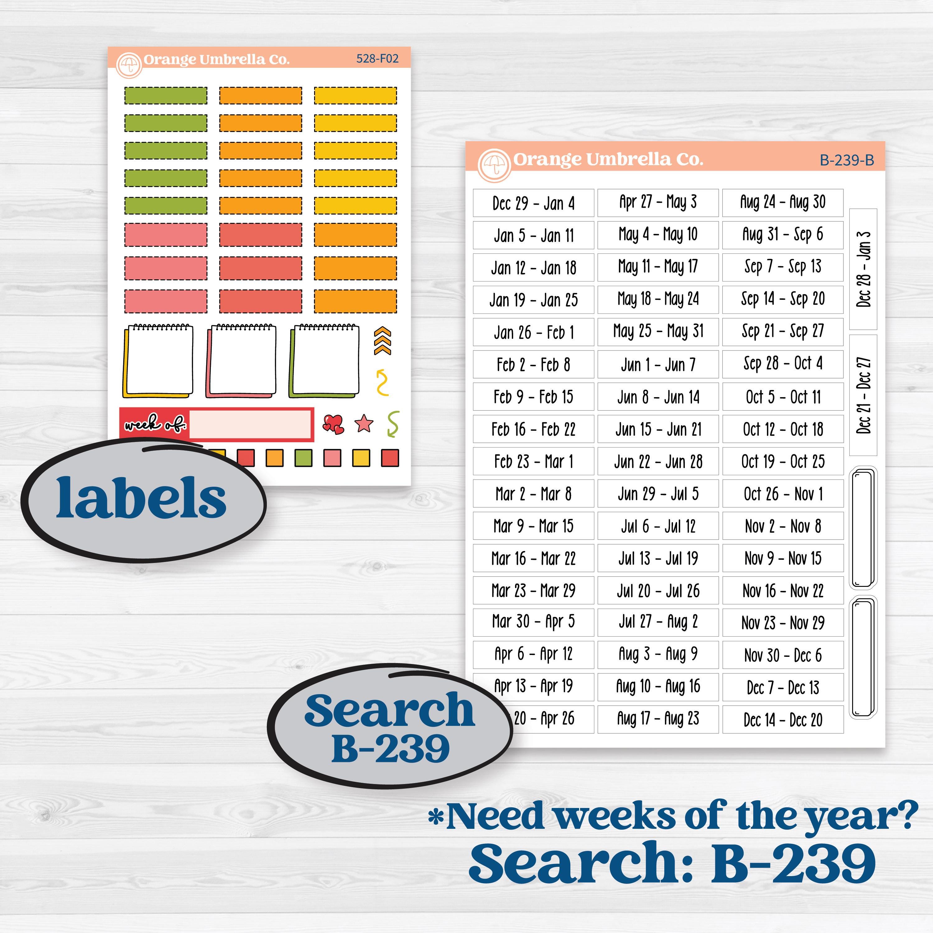 Bright Fruit Stickers | Hobonichi Weeks Weekly Planner Kit Stickers | Burst | KIT-528-F