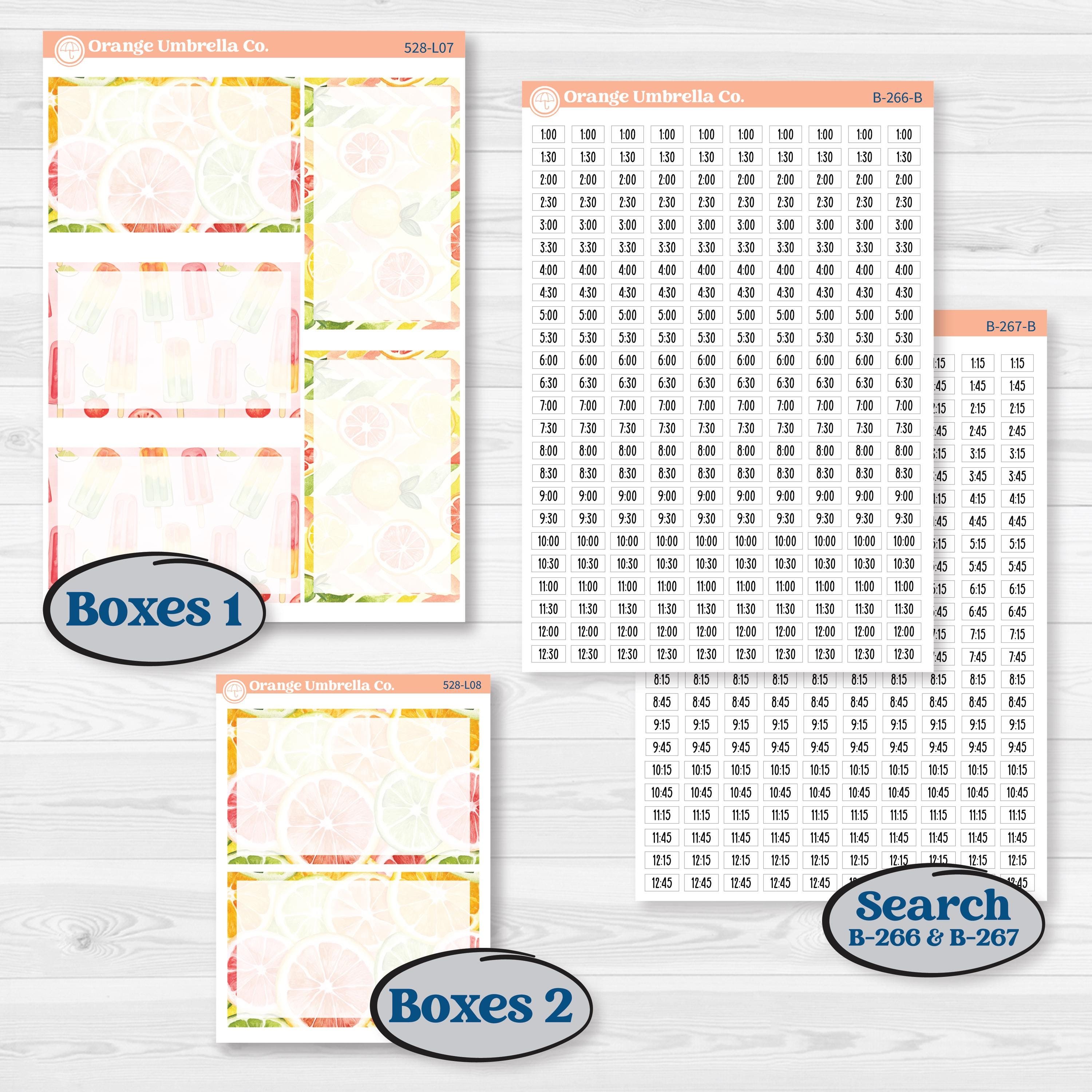 Bright Fruit Stickers | 7x9 Plum Daily Planner Kit Stickers | Burst | KIT-528-L