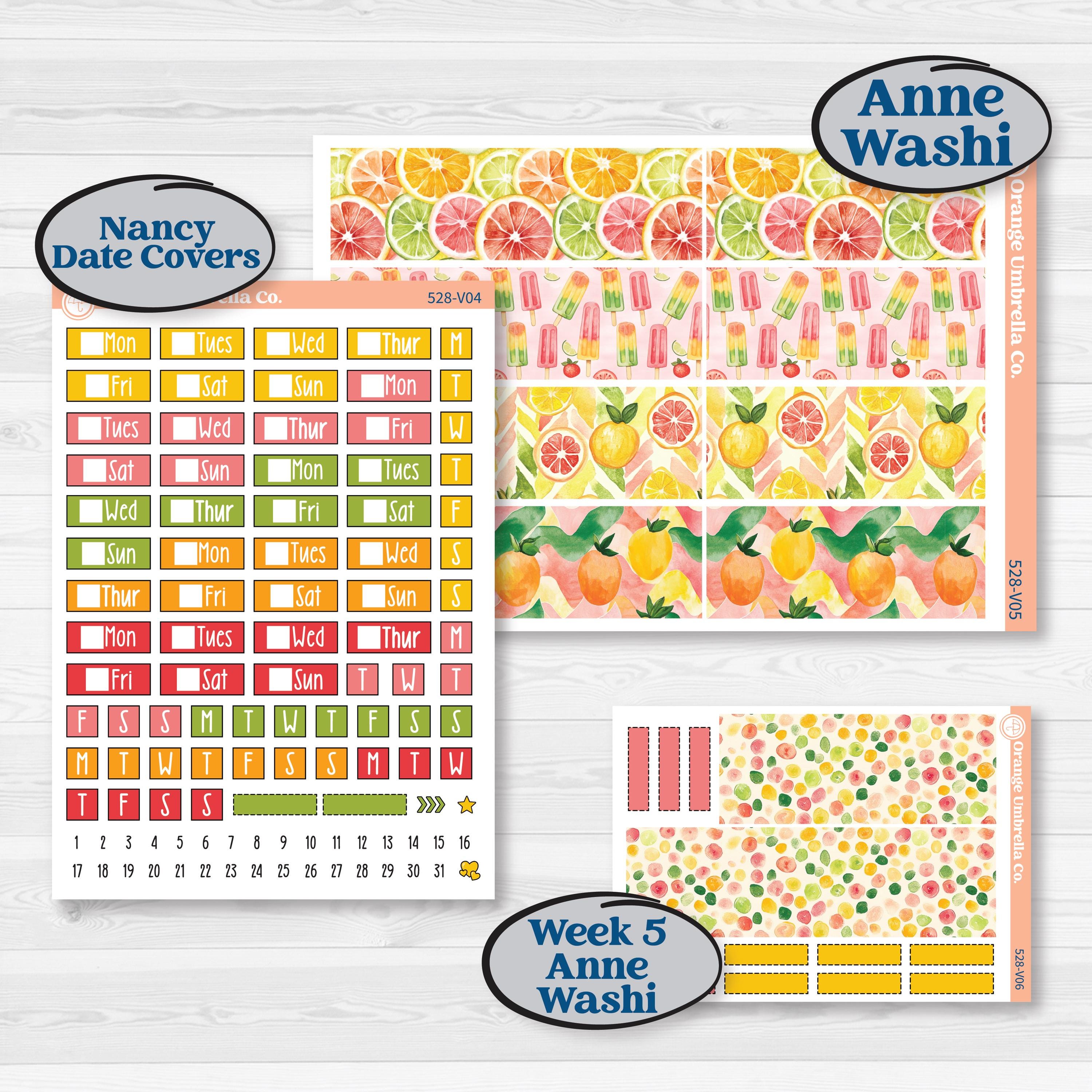 Bright Fruit Stickers | Laurel Denise Nancy Large & Anne Large Planner Kit Stickers | Burst | KIT-528-V