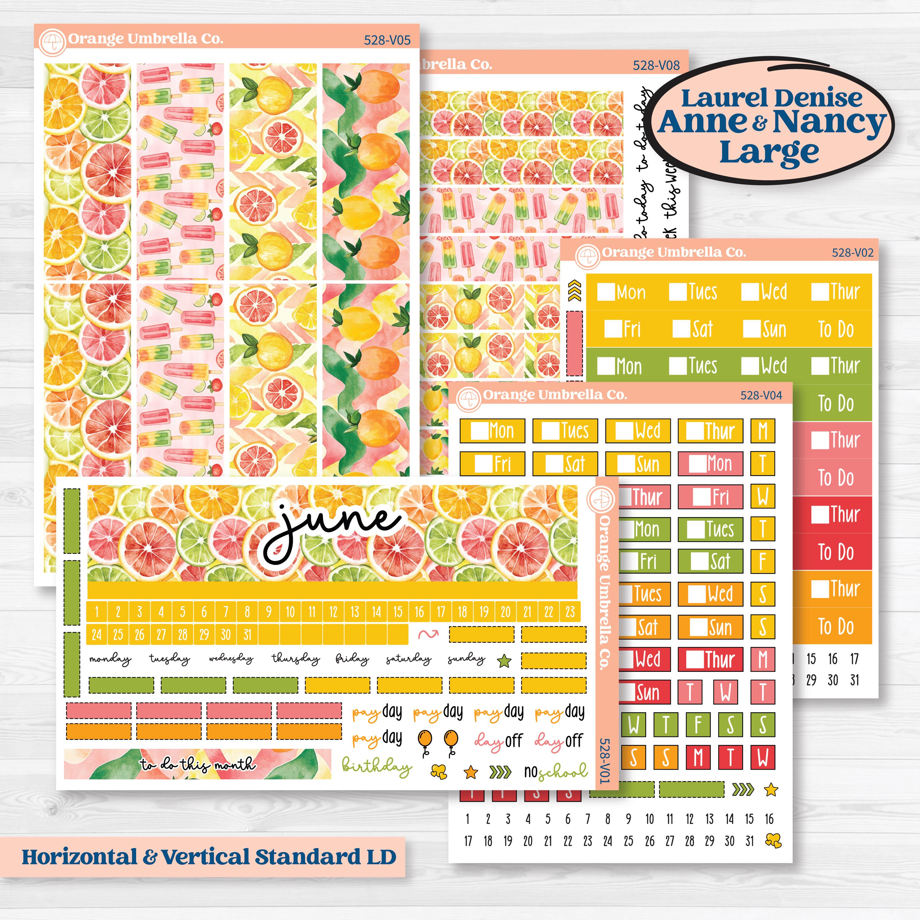 Bright Fruit Stickers | Laurel Denise Nancy Large & Anne Large Planner Kit Stickers | Burst | KIT-528-V