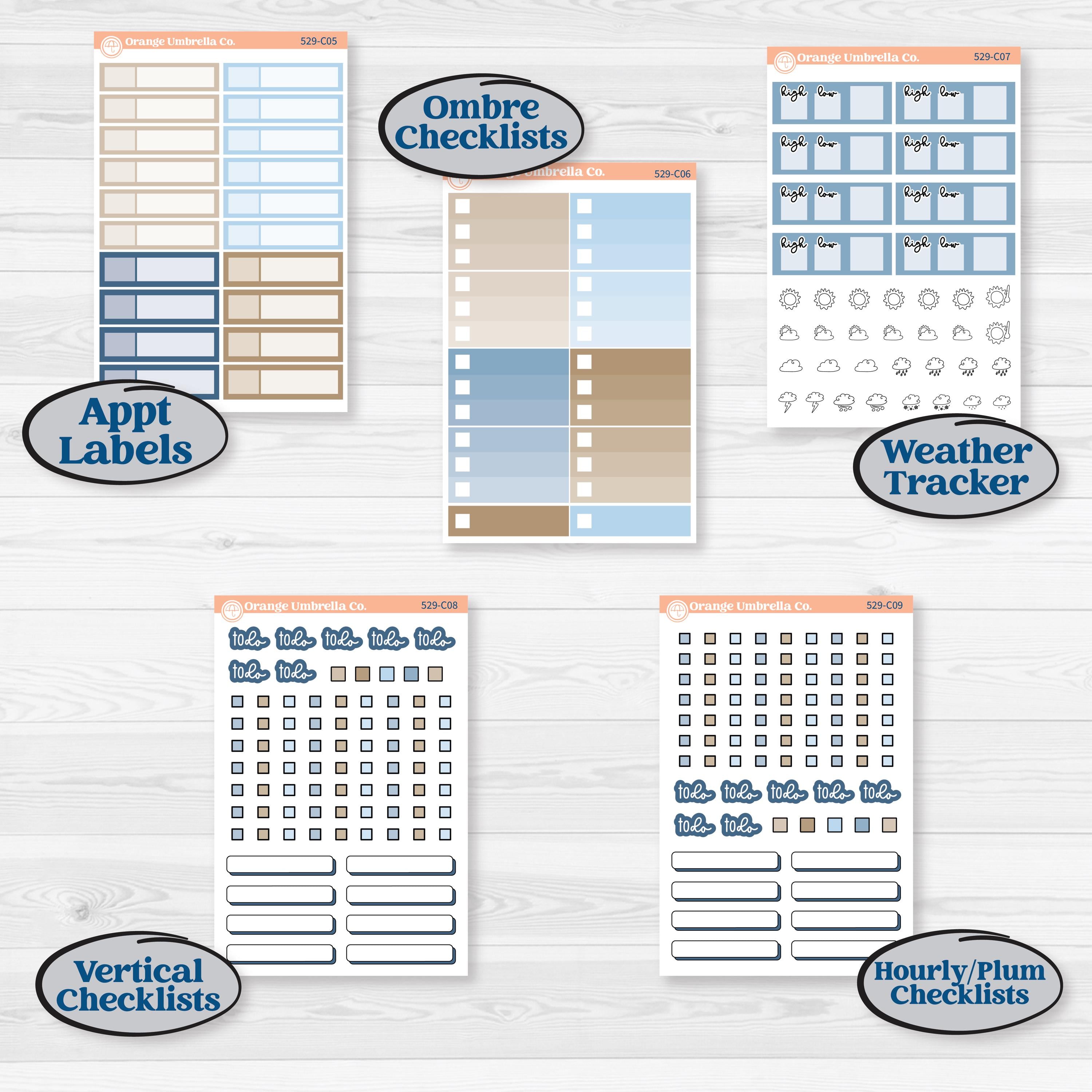 Seaside Floral | Weekly Add-On Labels Planner Kit Stickers | On The Cape | KIT-529-C