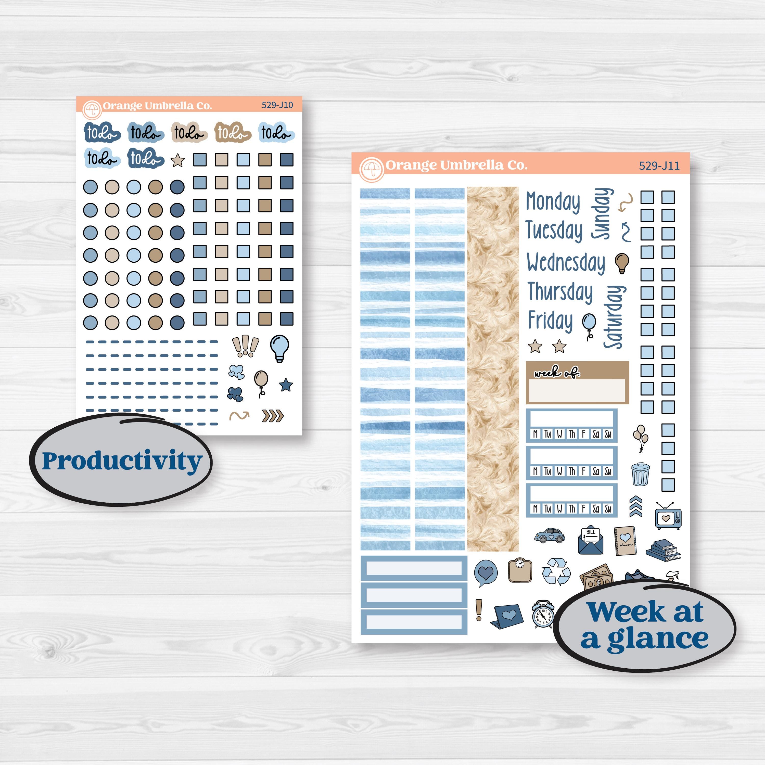 Seaside Floral | A5 Daily Duo Planner Kit Stickers | On The Cape | KIT-529-J