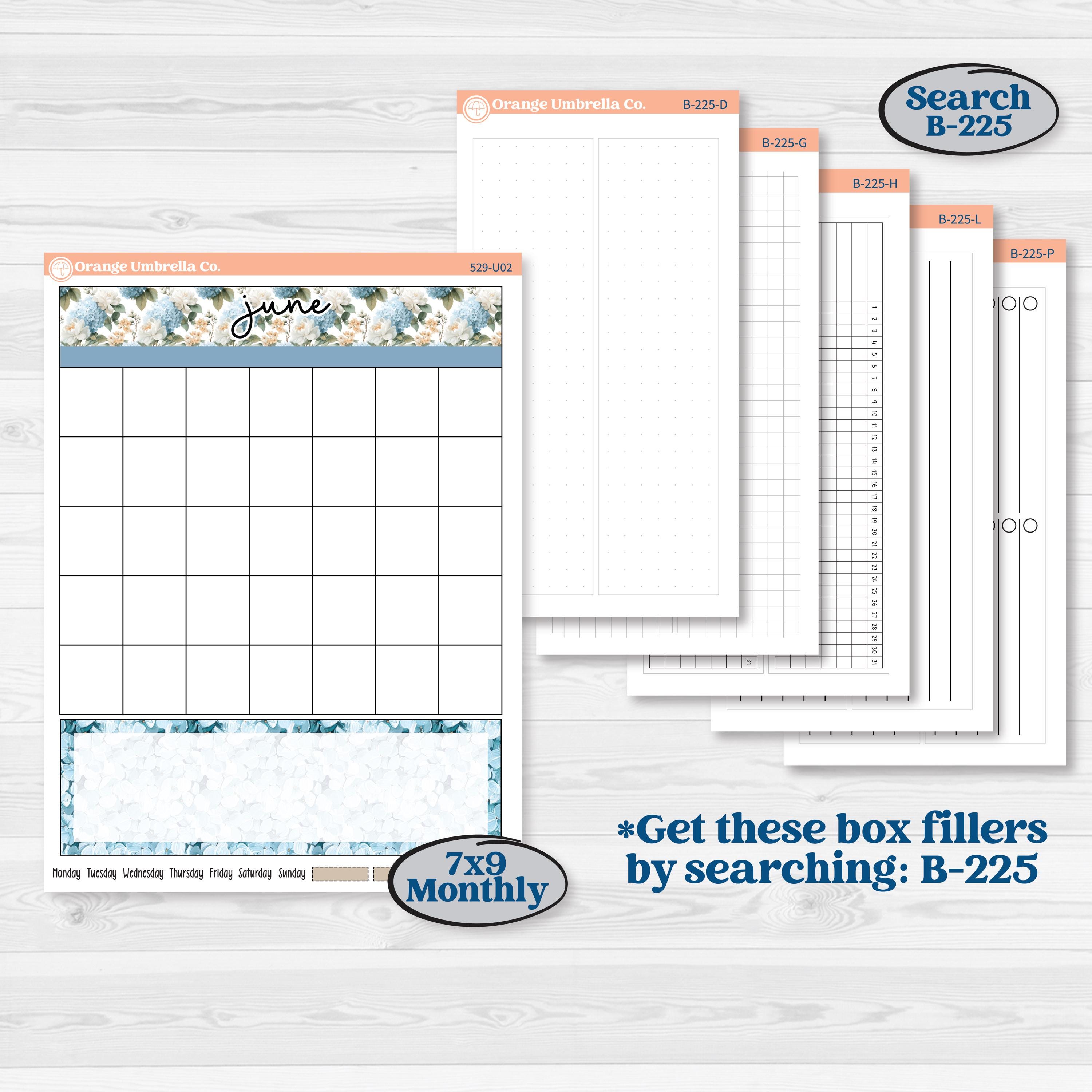 Seaside Floral | A5 or 7x9 Create Your Own Monthly or Dashboard Universal | Monthly & Reading Log Sticker Kit | On The Cape | KIT-529-U