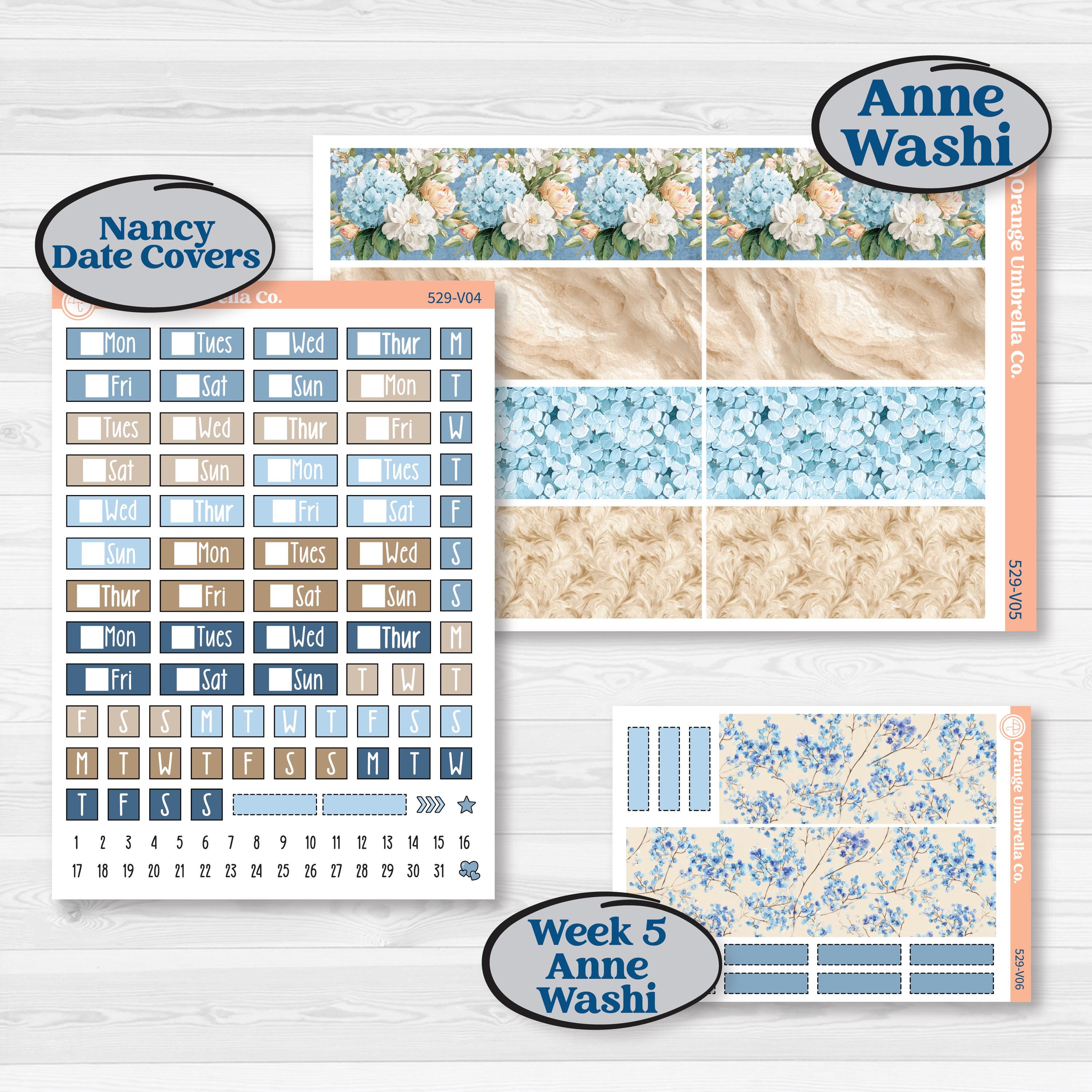 Seaside Floral | Laurel Denise Nancy Large & Anne Large Planner Kit Stickers | On The Cape | KIT-529-V