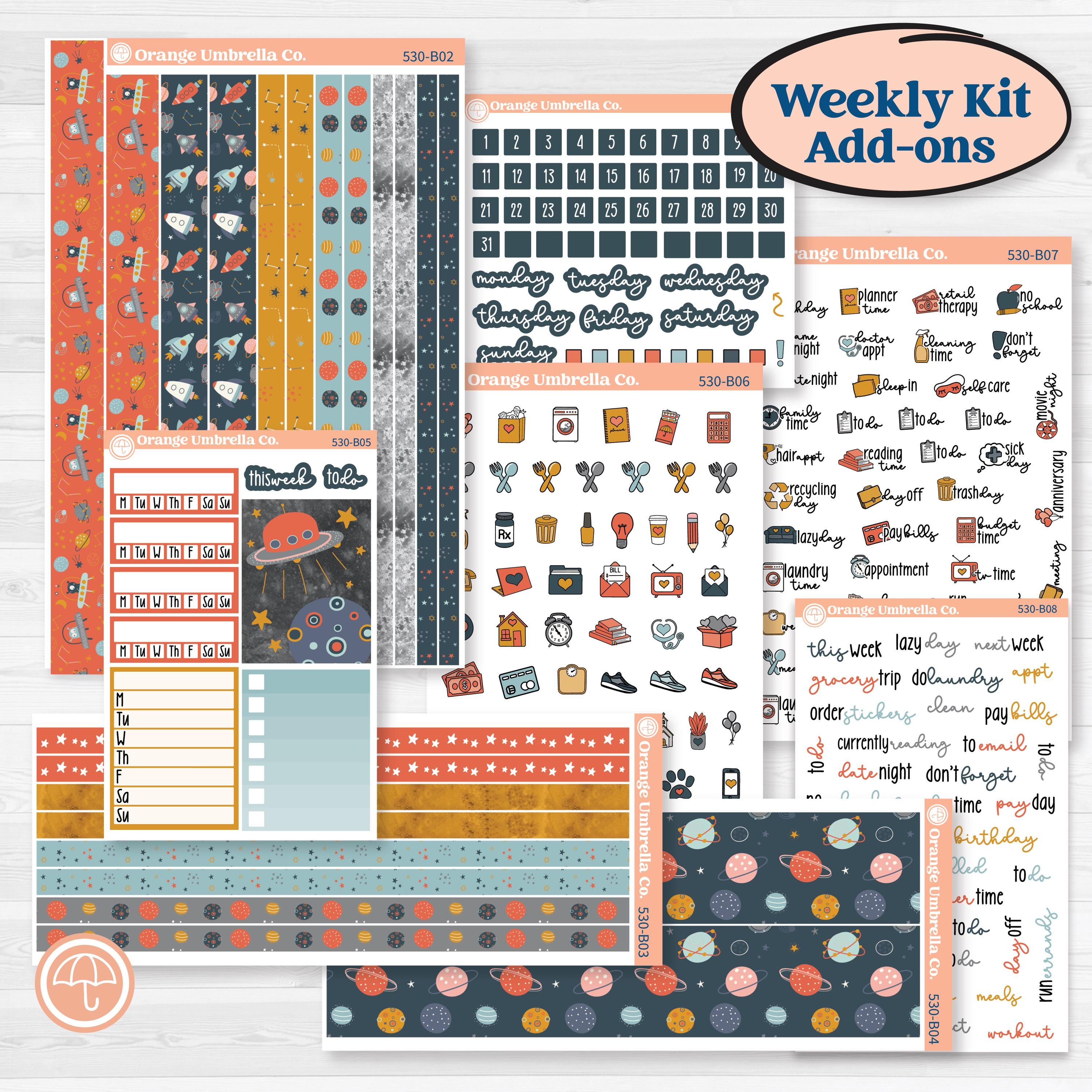 Space Father’s Day | Weekly Add-On Planner Kit Stickers | Outta This World | KIT-530-B