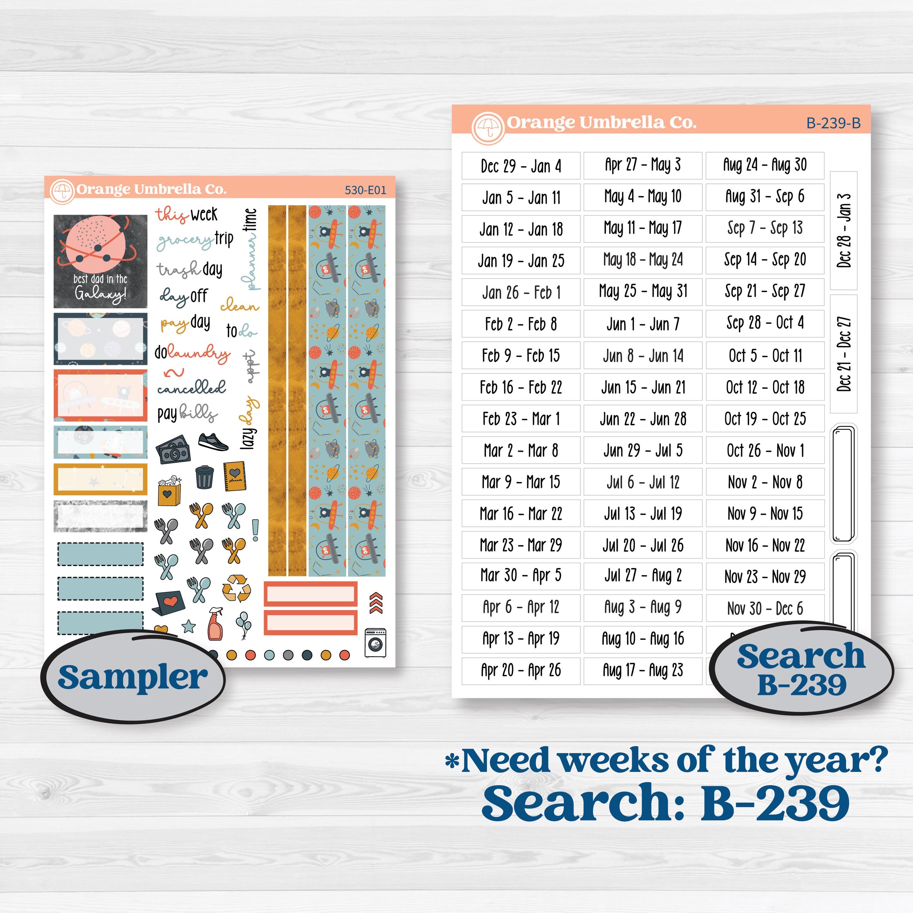 Space Father’s Day | Hobonichi Cousin Weekly & Daily Planner Kit Stickers | Outta This World | KIT-530-E