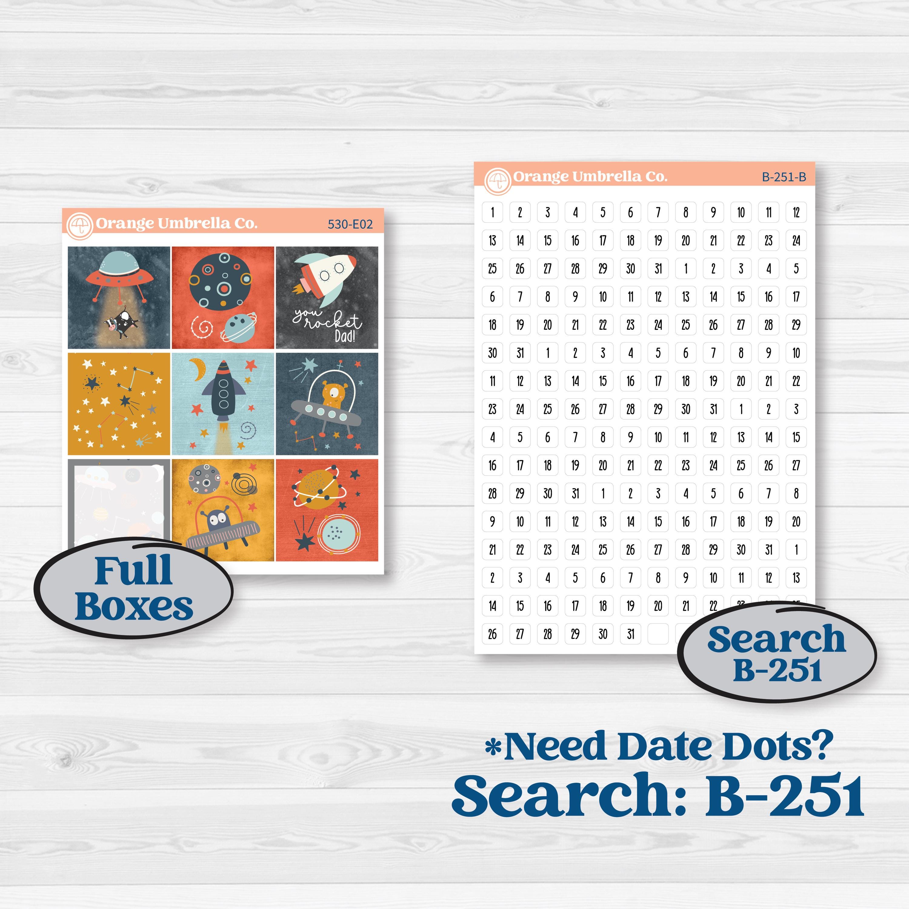 Space Father’s Day | Hobonichi Cousin Weekly & Daily Planner Kit Stickers | Outta This World | KIT-530-E
