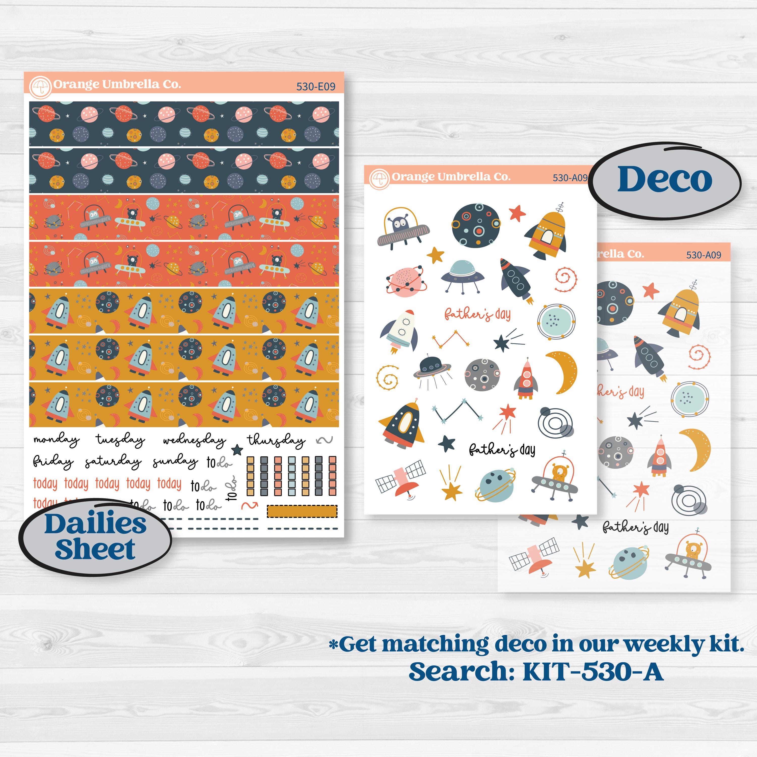 Space Father’s Day | Hobonichi Cousin Weekly & Daily Planner Kit Stickers | Outta This World | KIT-530-E