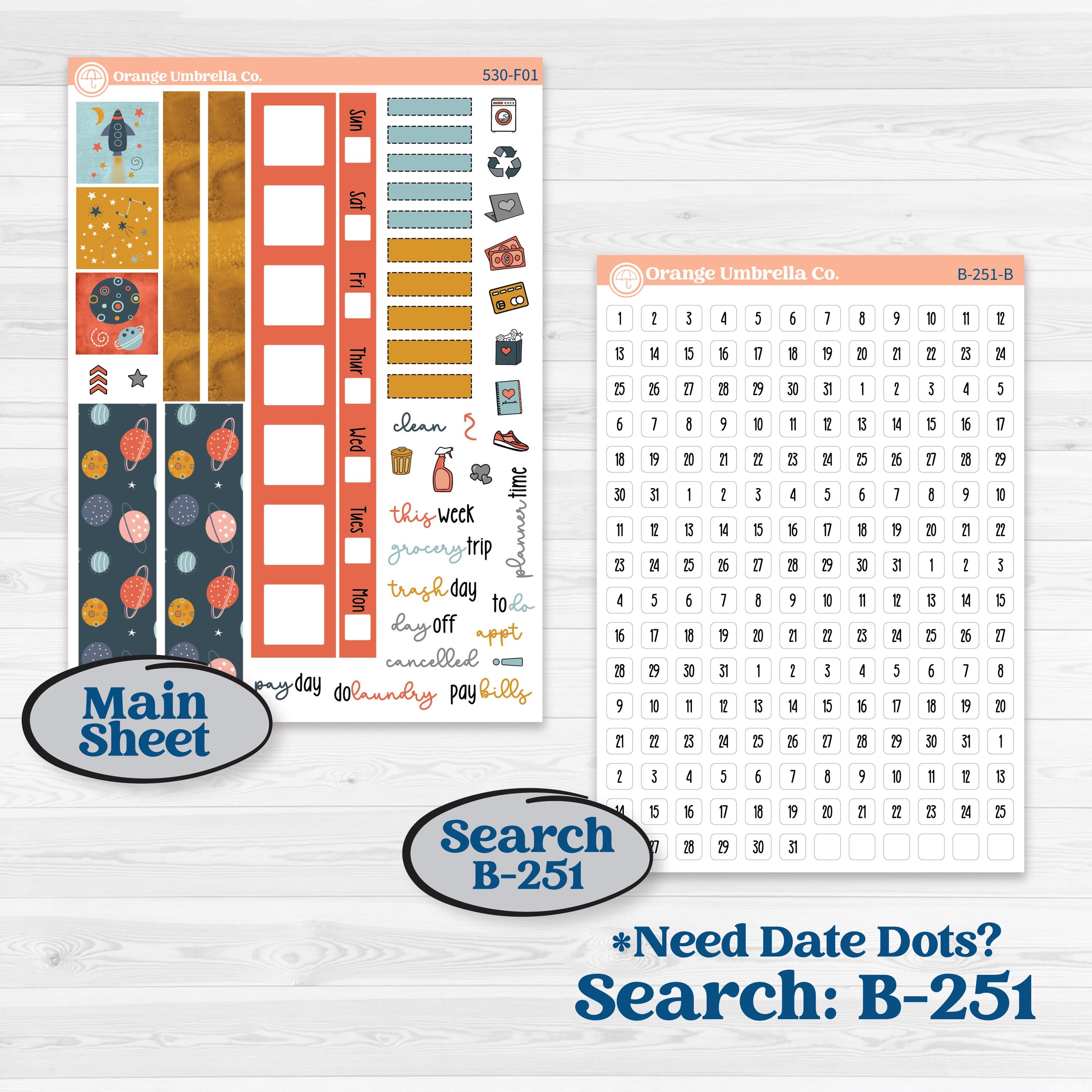 Space Father’s Day | Hobonichi Weeks Weekly Planner Kit Stickers | Outta This World | KIT-530-F