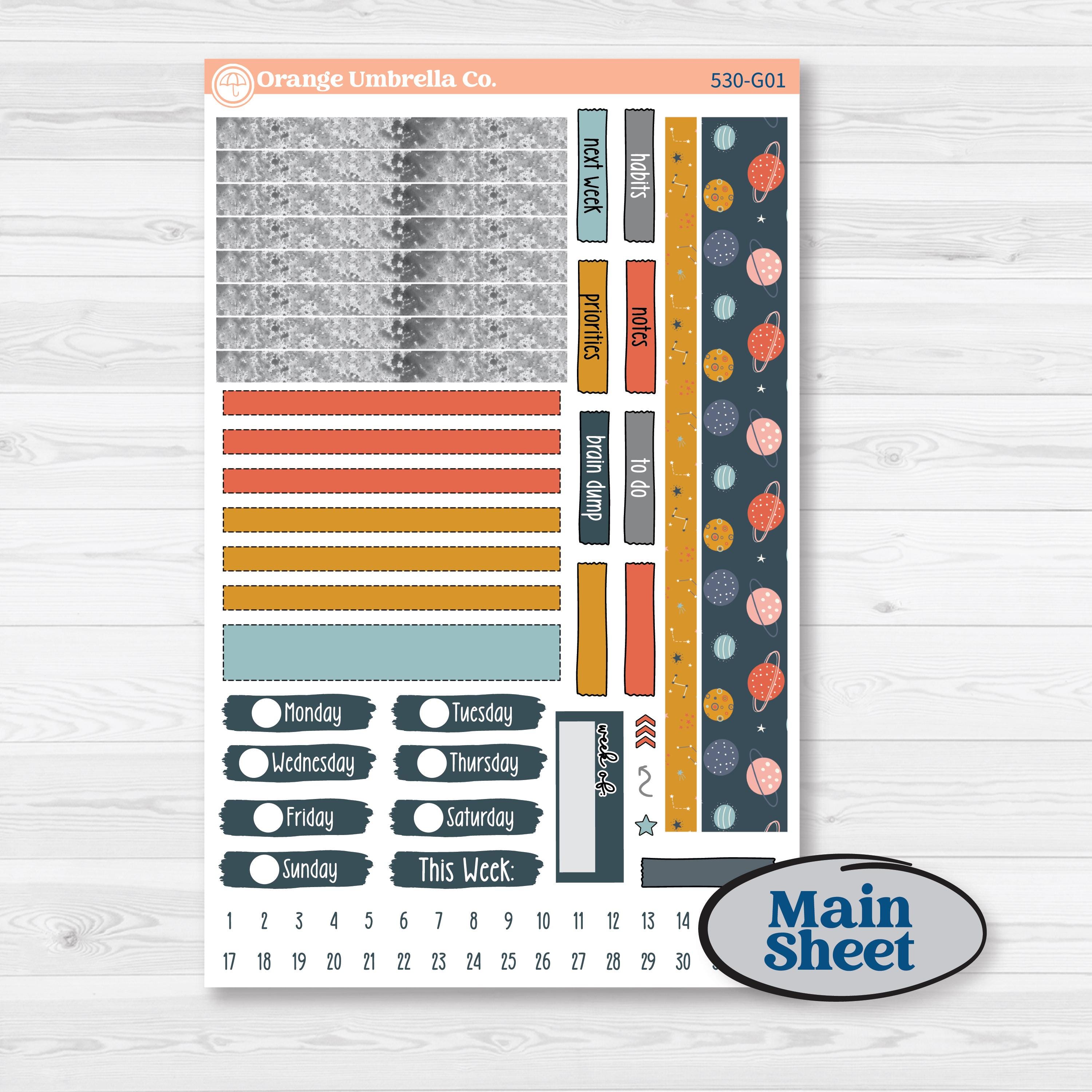 Space Father’s Day | 7x9 Erin Condren Weekly Dashboard Planner Kit Stickers | Outta This World | KIT-530-G