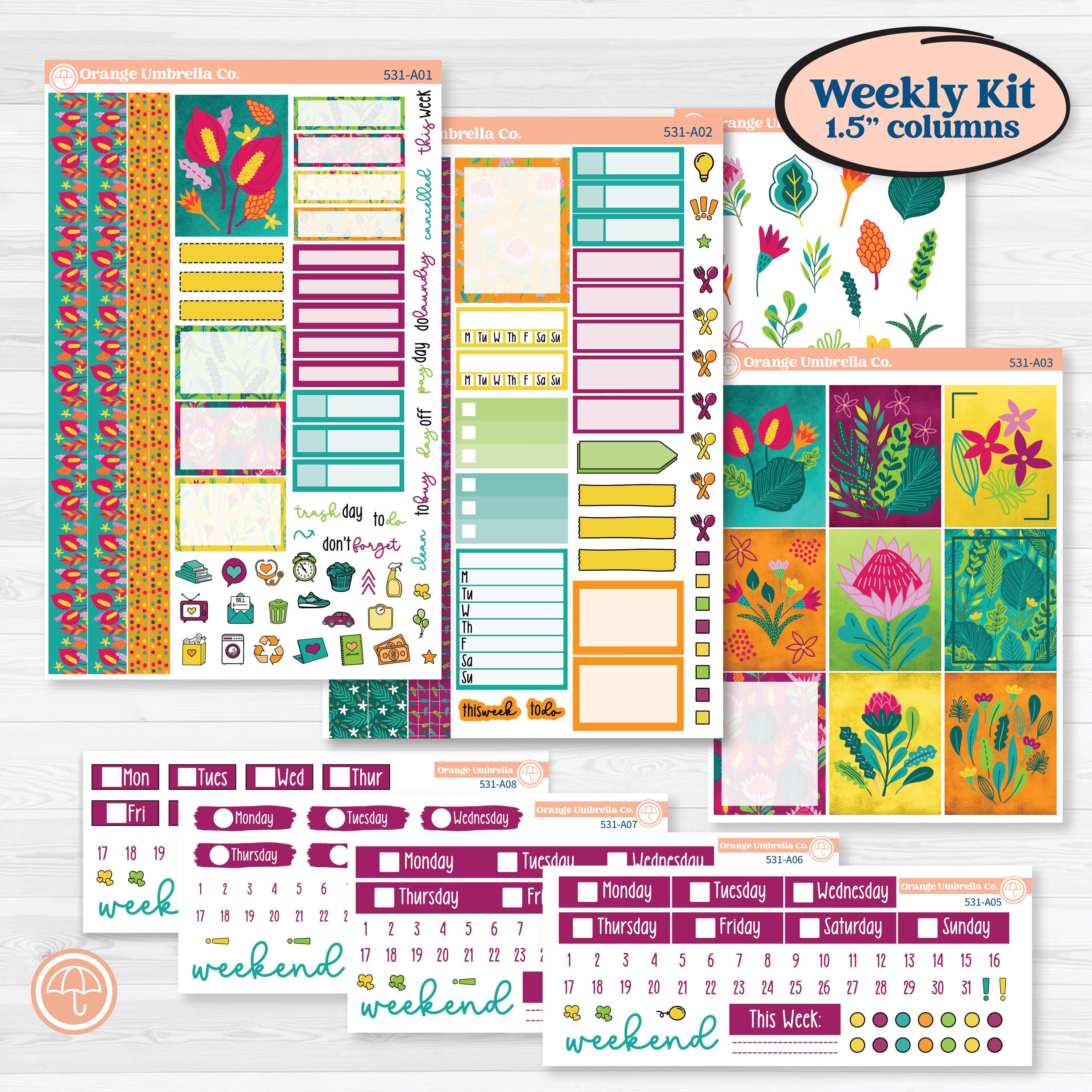 Tropical Island Jungle | Weekly Sticker Kit for Vertical Planners like Erin Condren | Polynesia | KIT-531-A