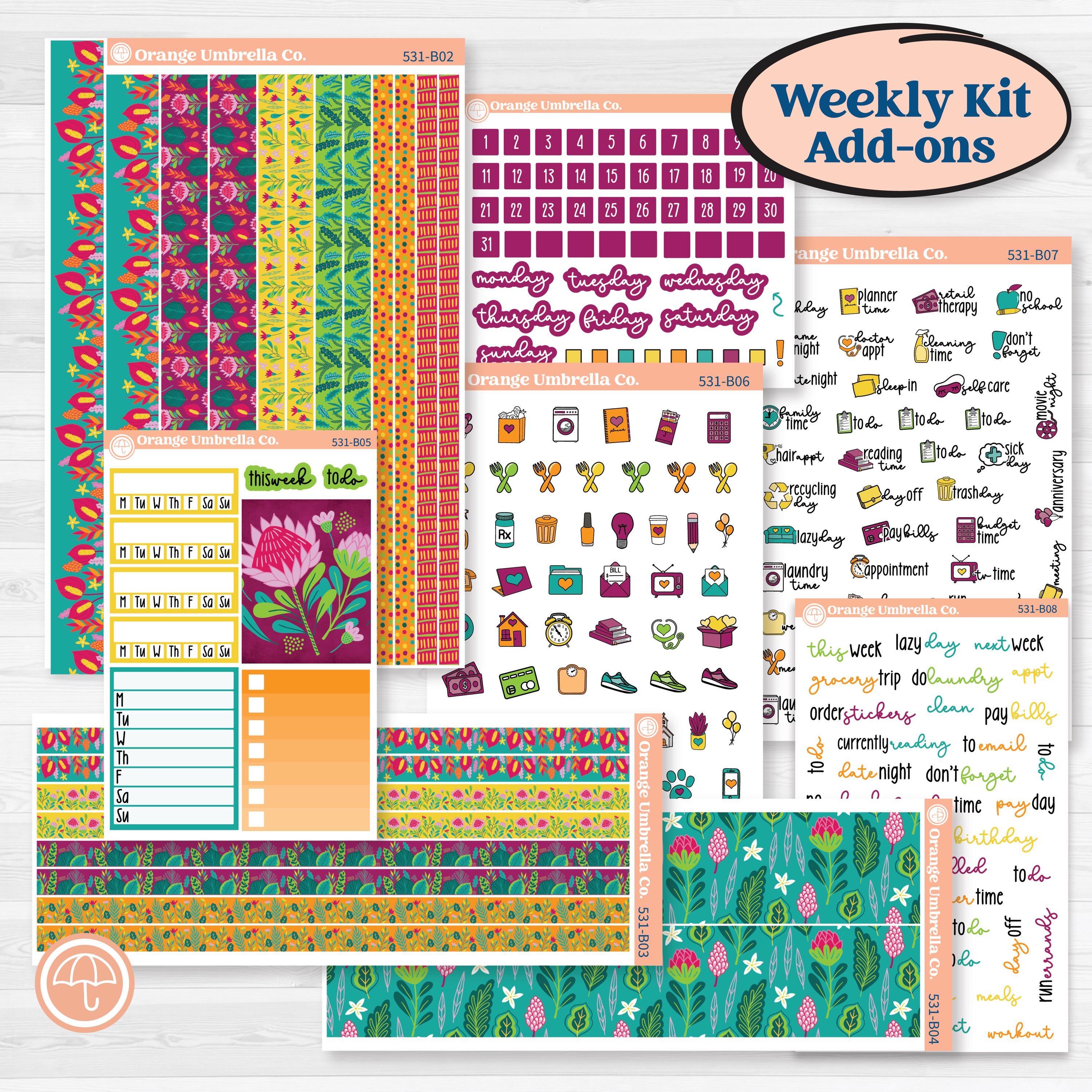 Tropical Island Jungle | Weekly Add-On Planner Kit Stickers | Polynesia | KIT-531-B