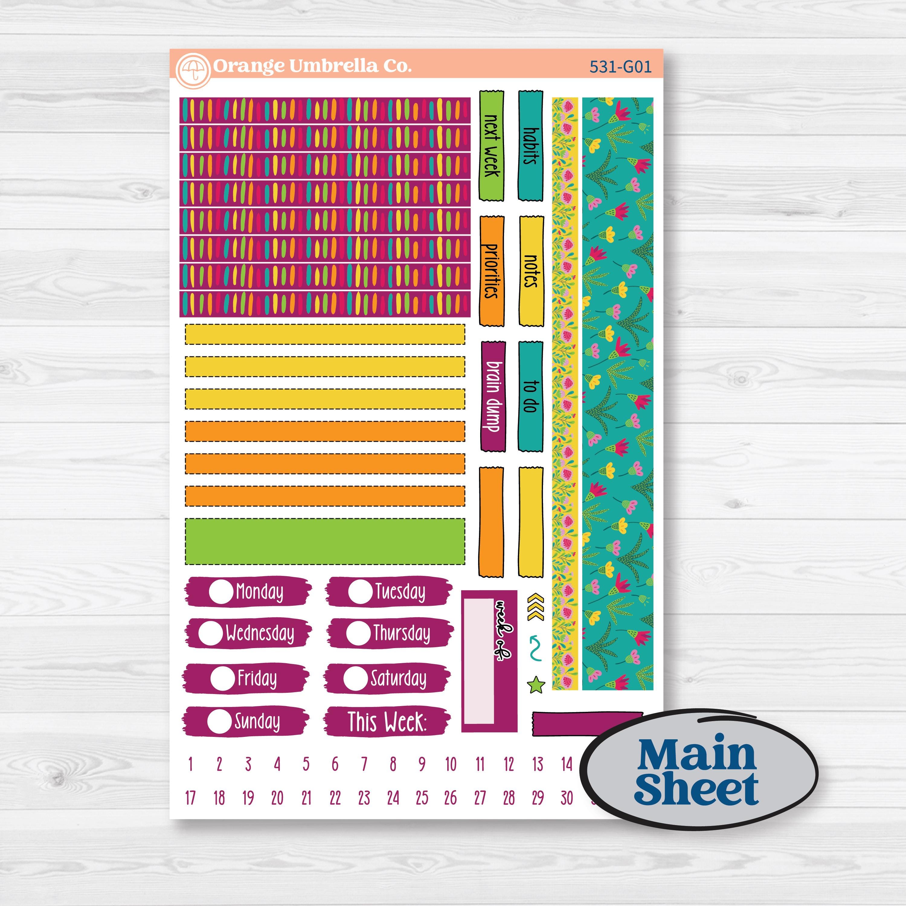 Tropical Island Jungle | Erin Condren Weekly Dashboard Planner Kit Stickers | Polynesia | KIT-531-G