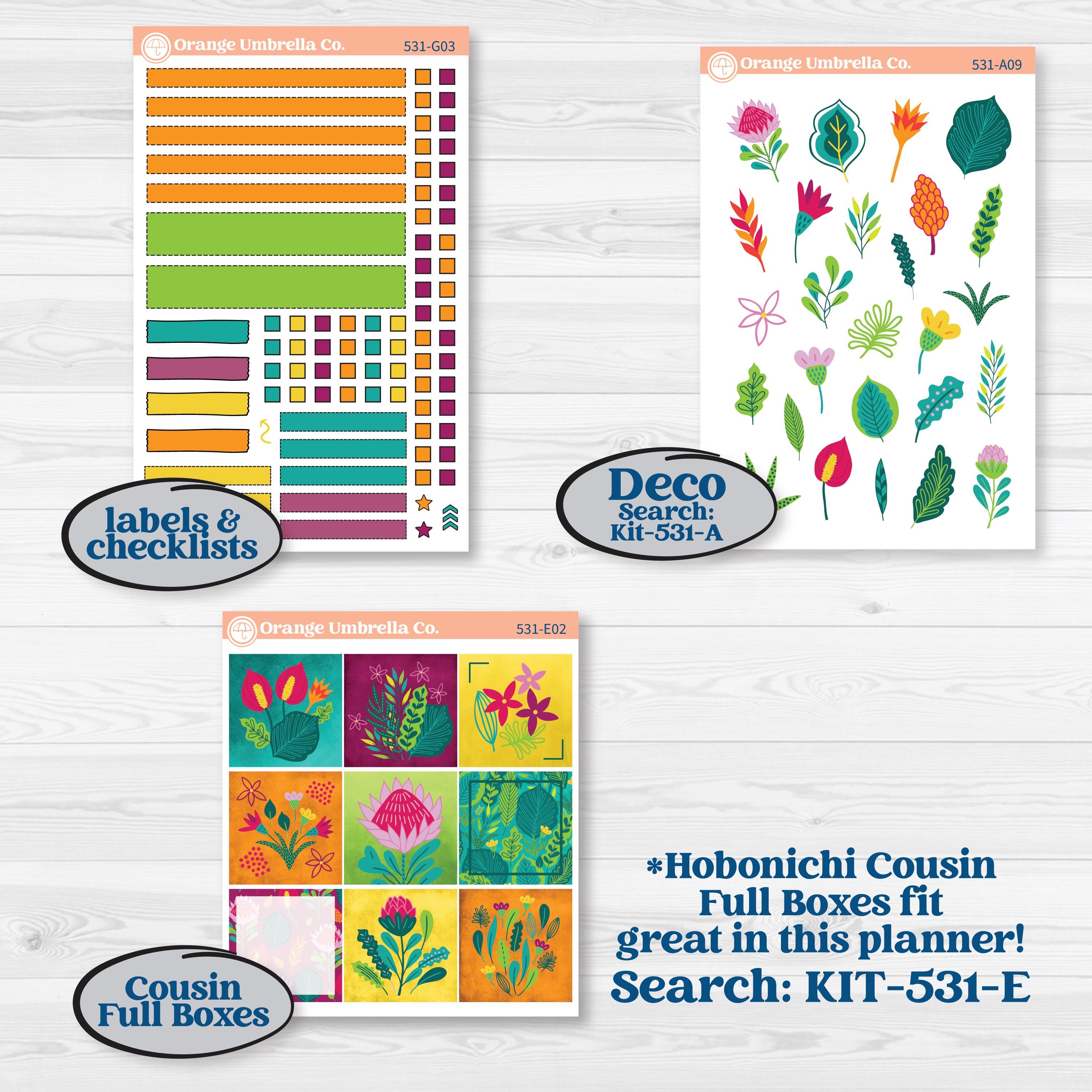 Tropical Island Jungle | Plum Vertical Priorities 7x9 Planner Kit Stickers | Polynesia | KIT-531-H