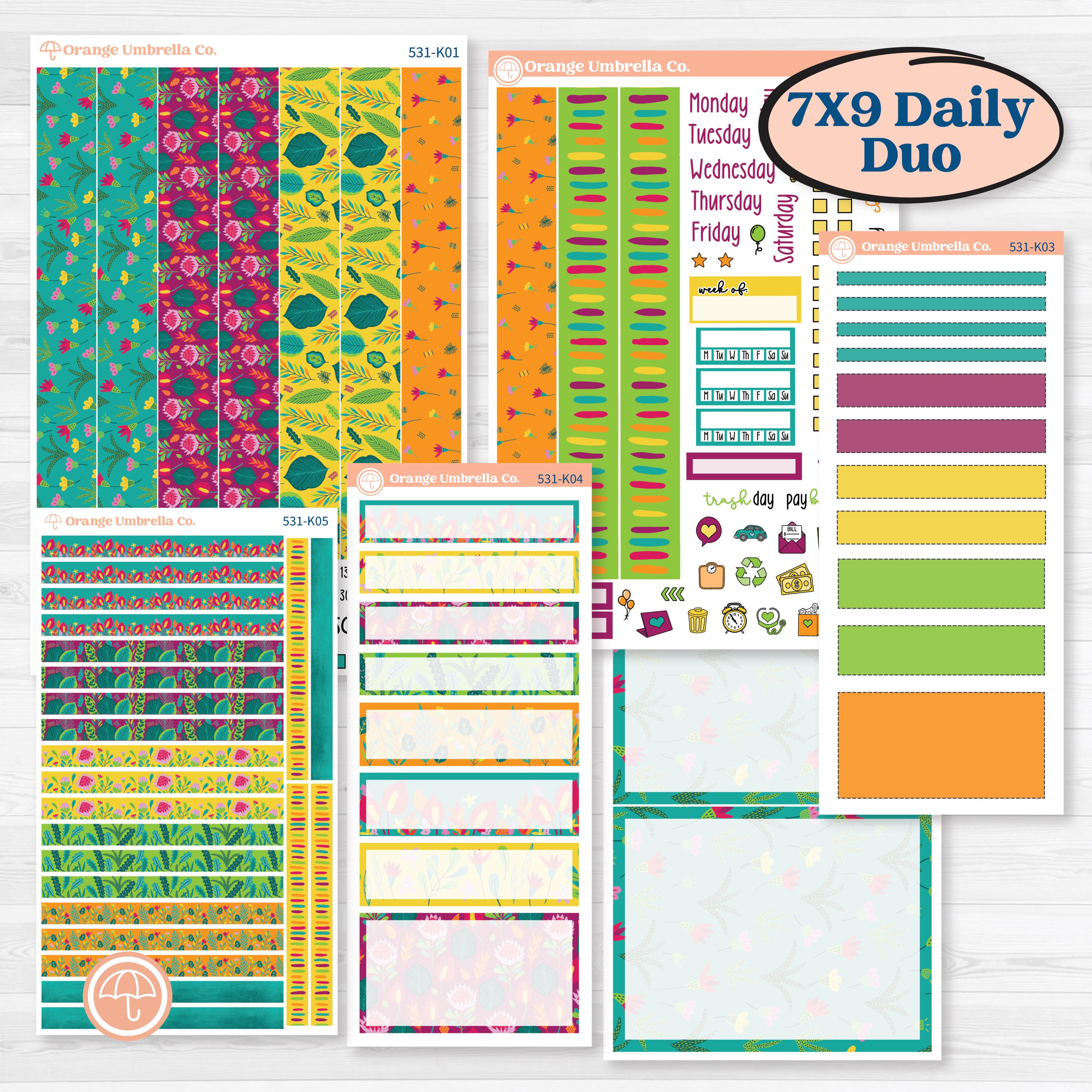 Tropical Island Jungle | 7x9 Erin Condren Daily Duo Planner Kit Stickers | Polynesia | KIT-531-K