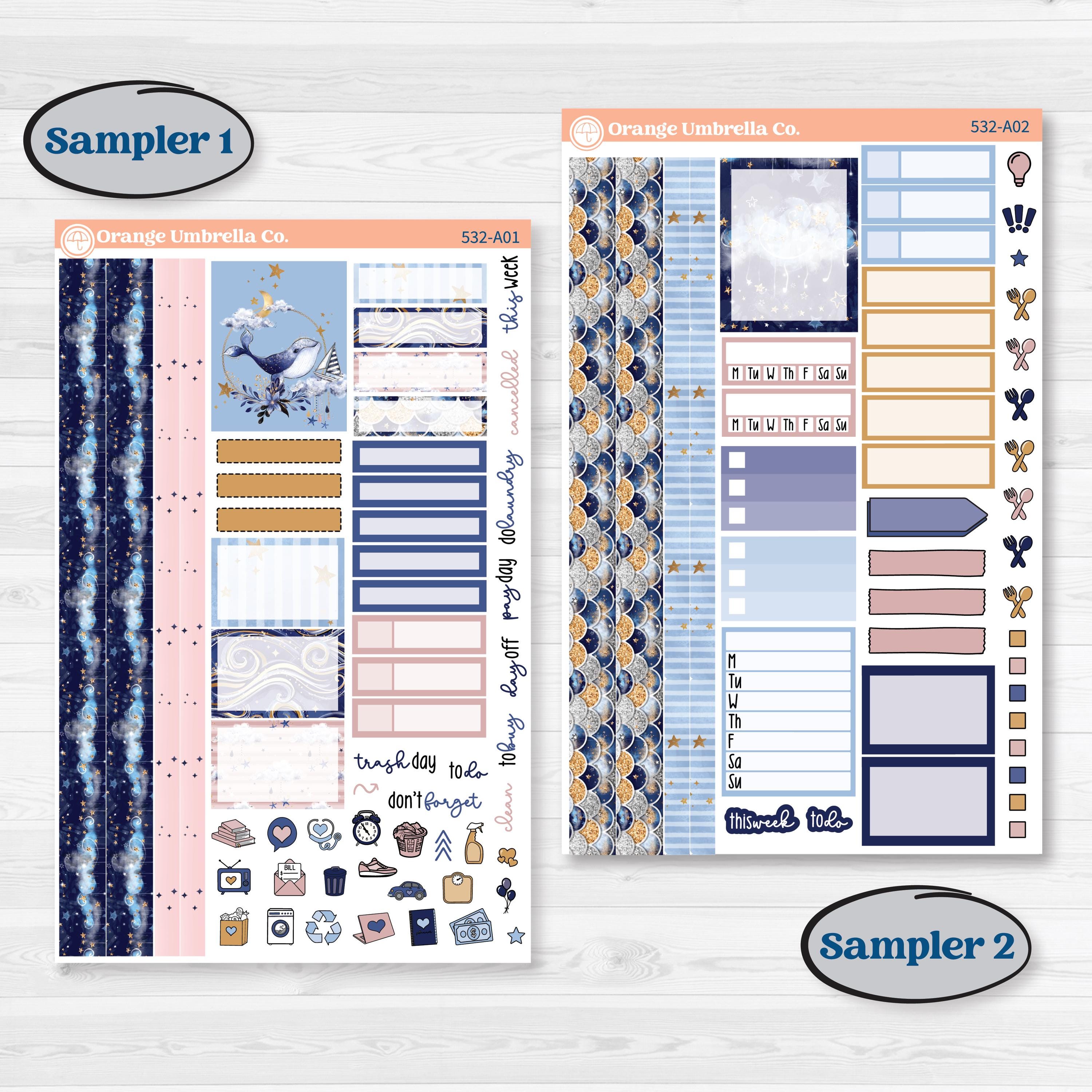 Starry Ocean and Sea Night | Weekly Sticker Kit for Vertical Planners like Erin Condren | Jonah | KIT-532-A