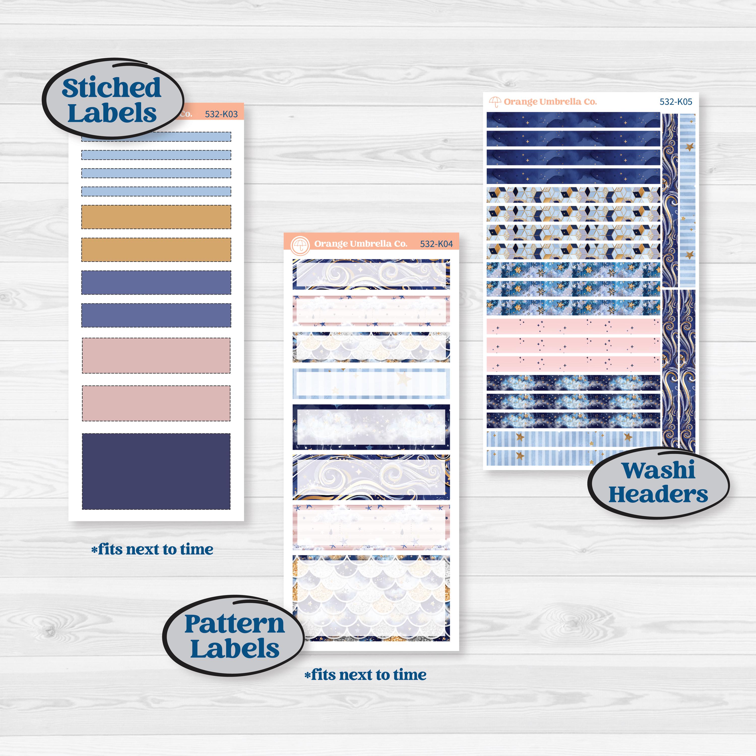 Starry Ocean and Sea Night | 7x9 Erin Condren Daily Duo Planner Kit Stickers | Jonah | KIT-532-K