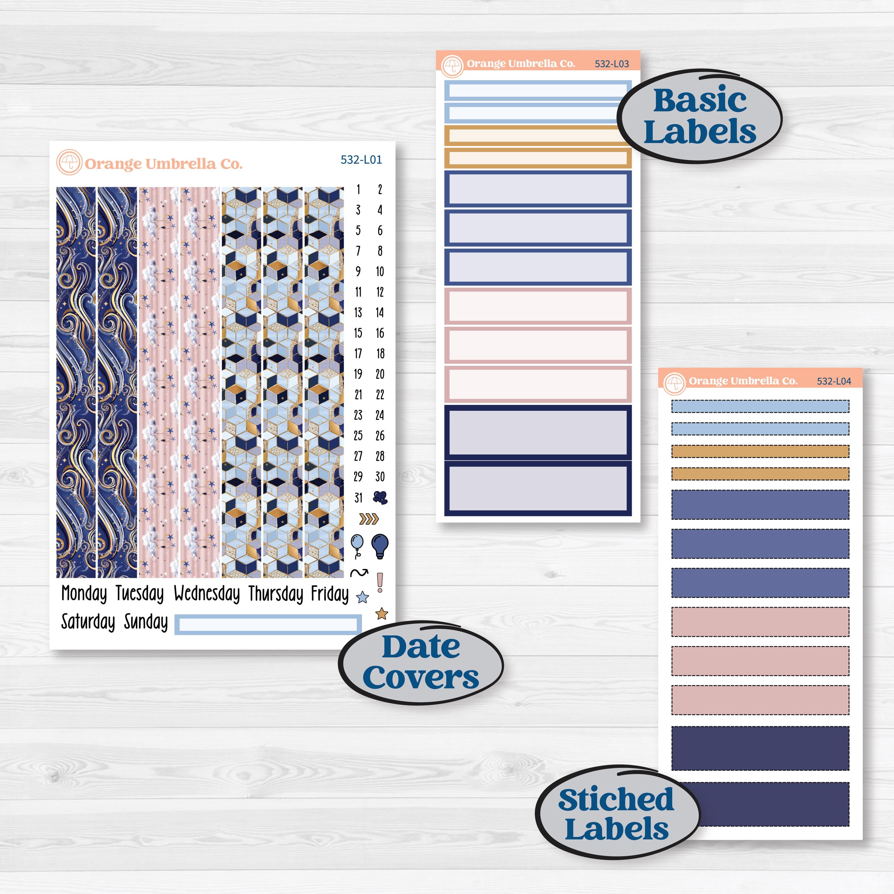 Starry Ocean and Sea Night | 7x9 Plum Daily Planner Kit Stickers | Jonah | KIT-532-L