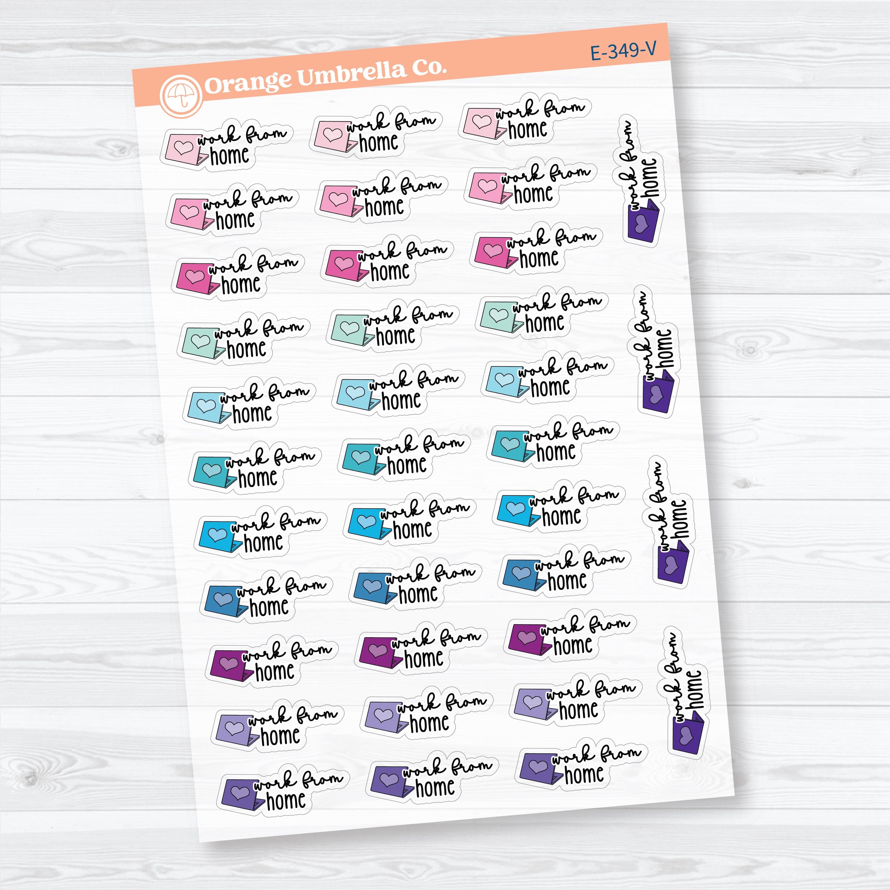 Work From Home Clear Matte Planner Stickers | F18 Event Labels | E-349-CM