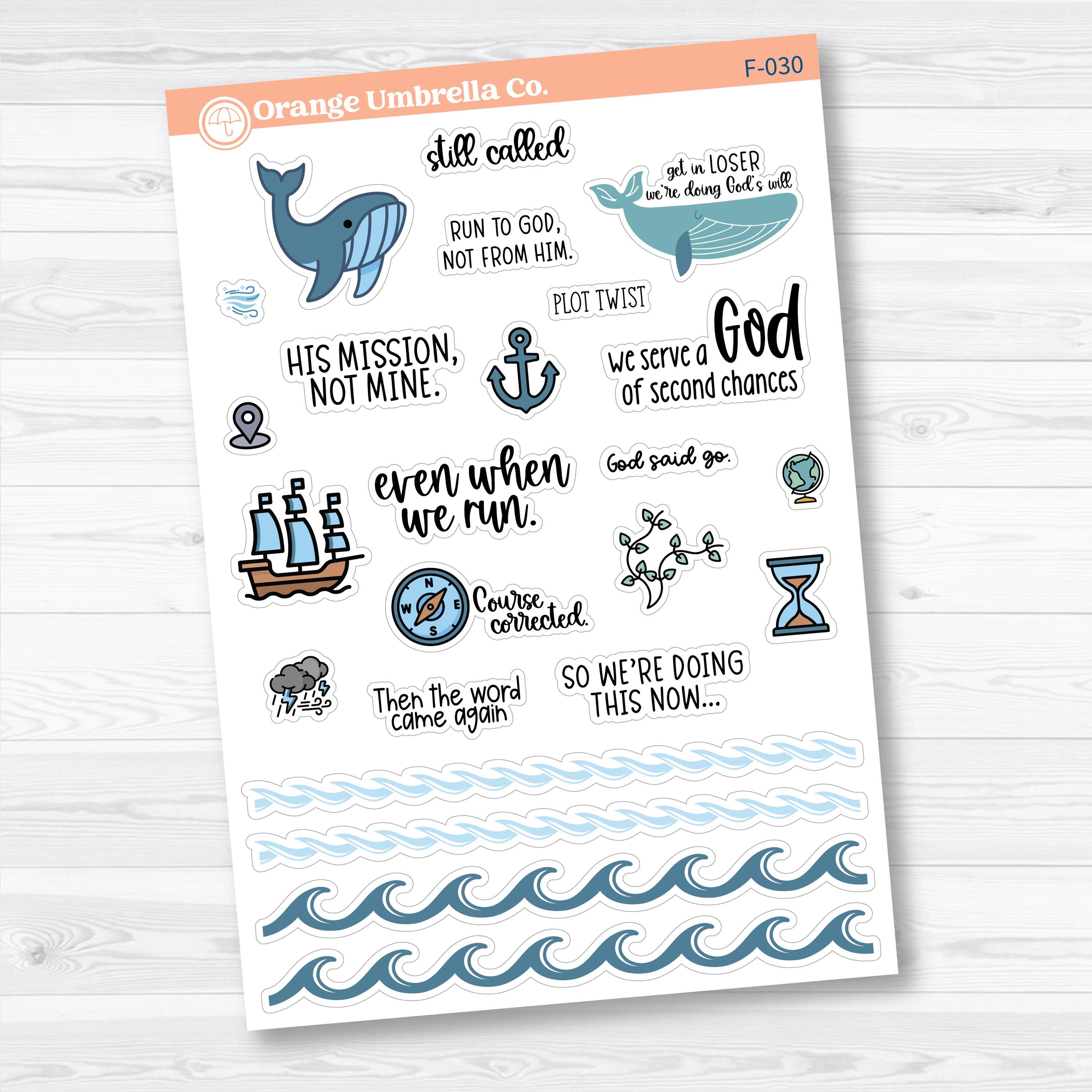 Jonah Bible Study Faith-Based Planner & Bible Journaling Stickers | F-028–F-030