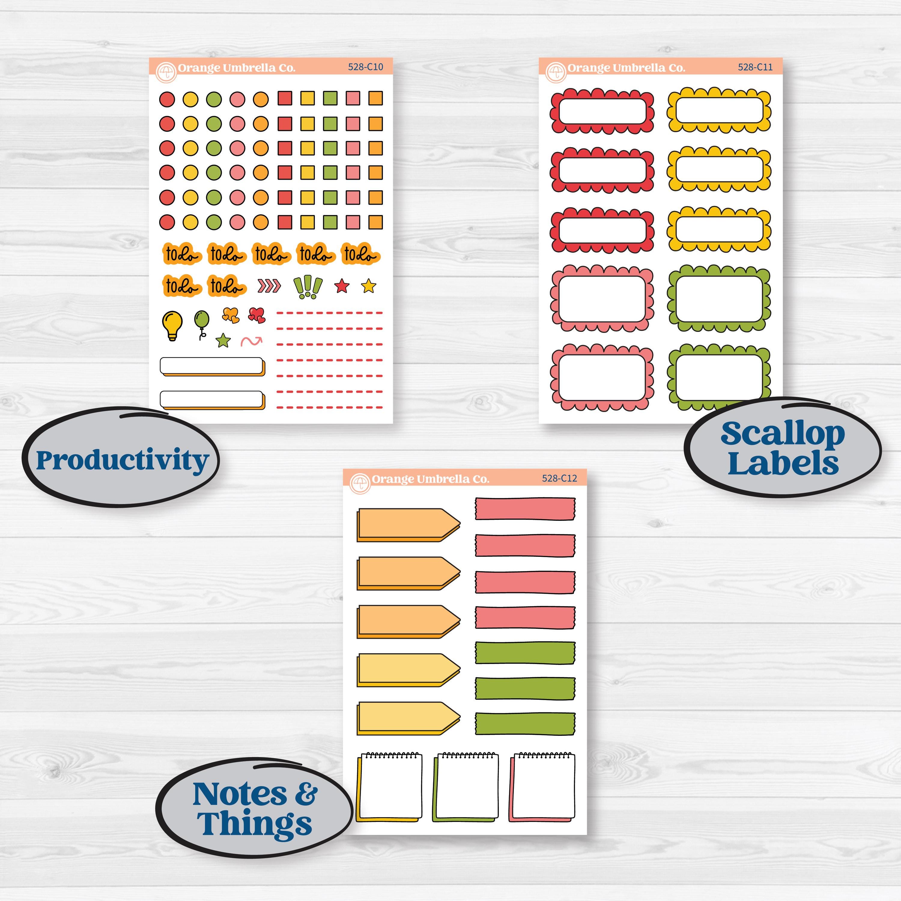 Bright Fruit Stickers | Weekly Add-On Labels Planner Kit Stickers | Burst | KIT-528-C