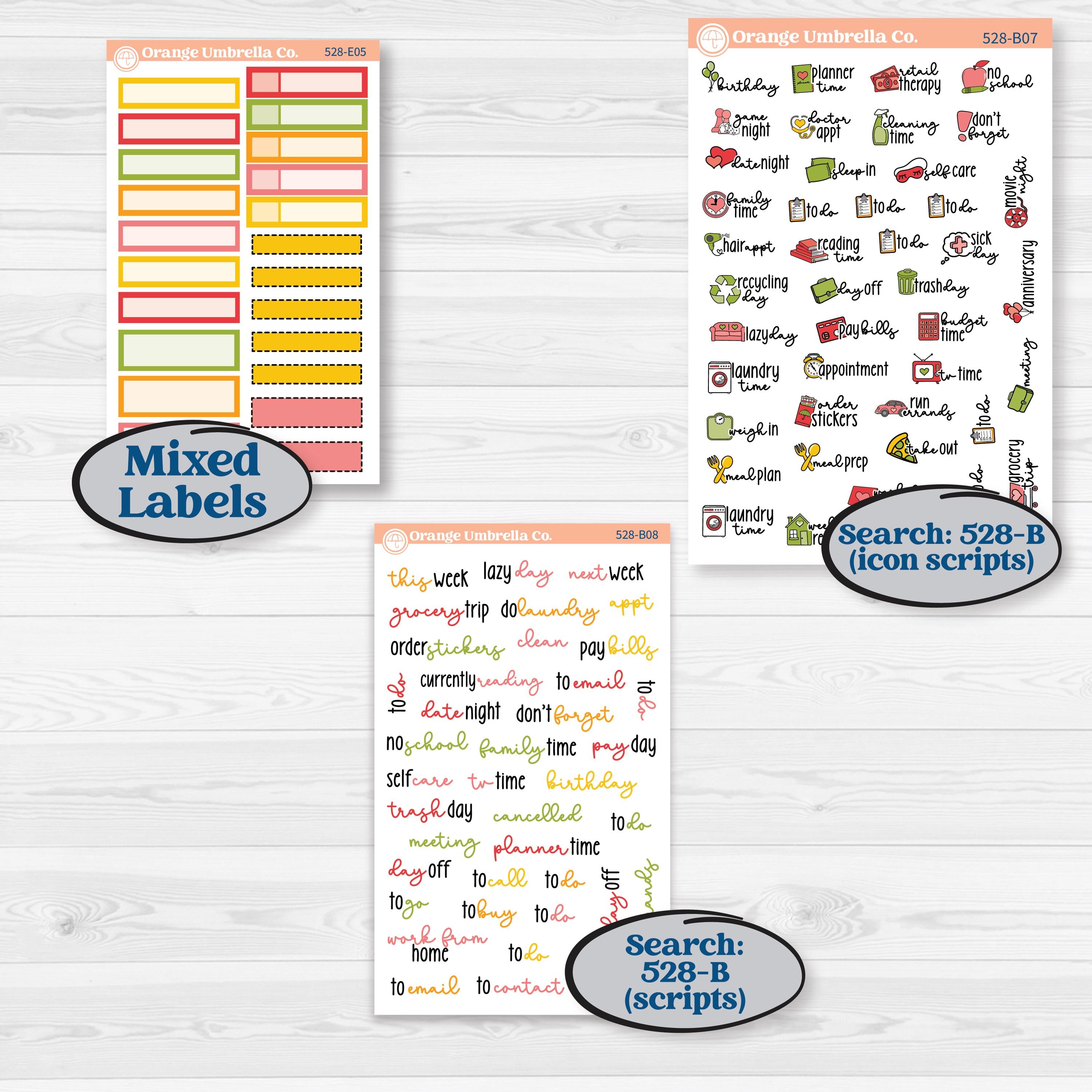 Bright Fruit Stickers | Hobonichi Cousin Weekly & Daily Planner Kit Stickers | Burst | KIT-528-E