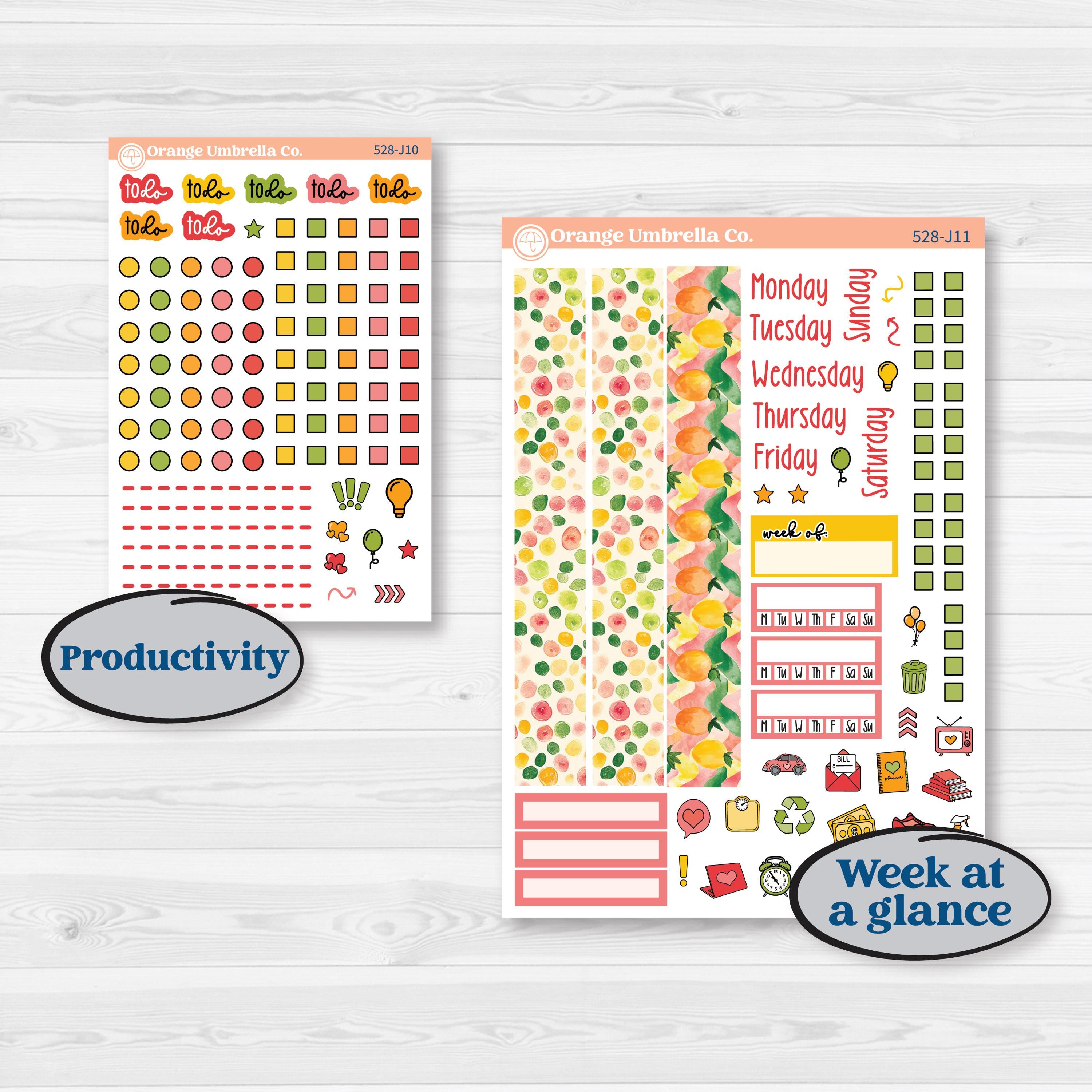 Bright Fruit Stickers | A5 Daily Duo Planner Kit Stickers | Burst | KIT-528-J