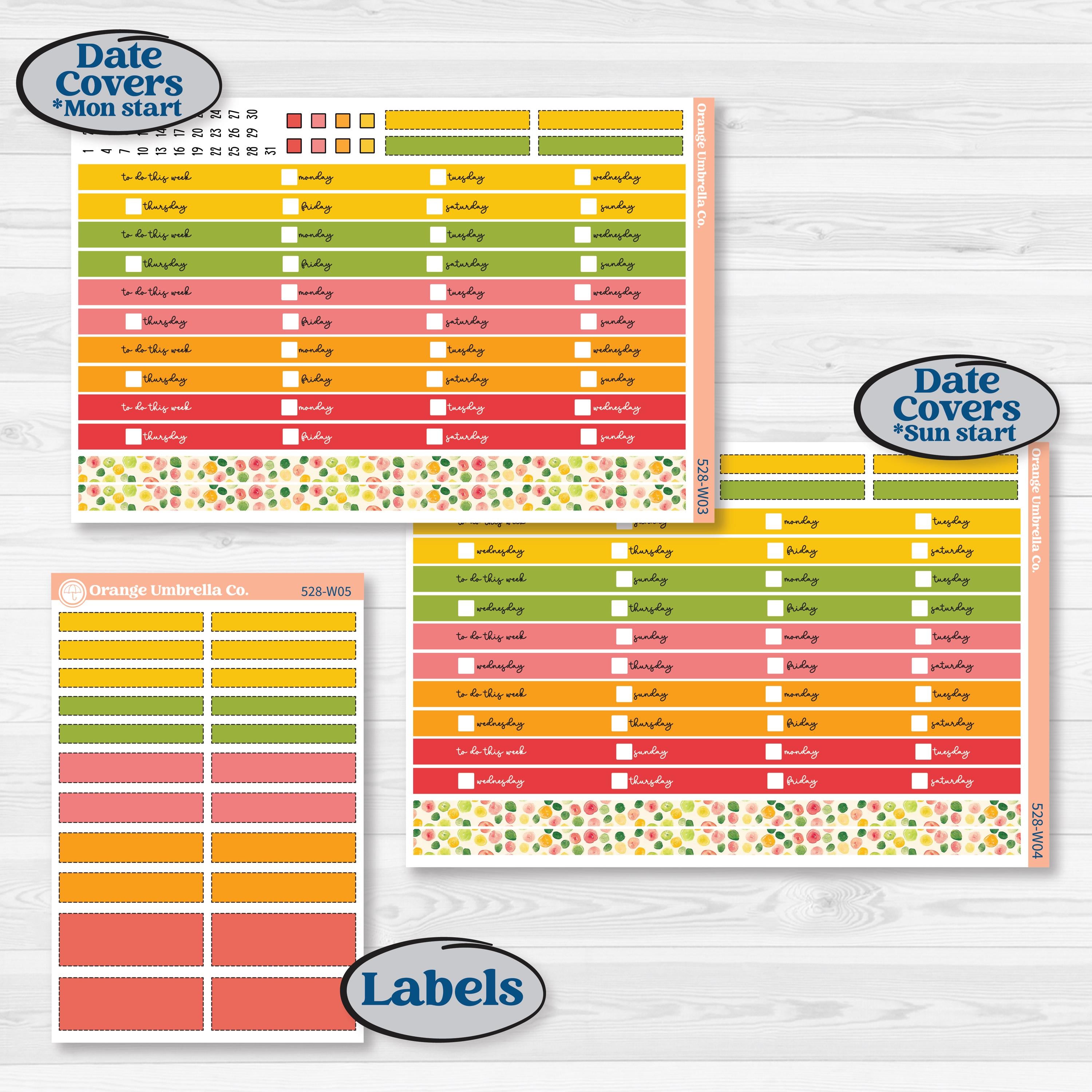 Bright Fruit Stickers | Laurel Denise Scout Large Planner Kit Stickers | Burst | KIT-528-W