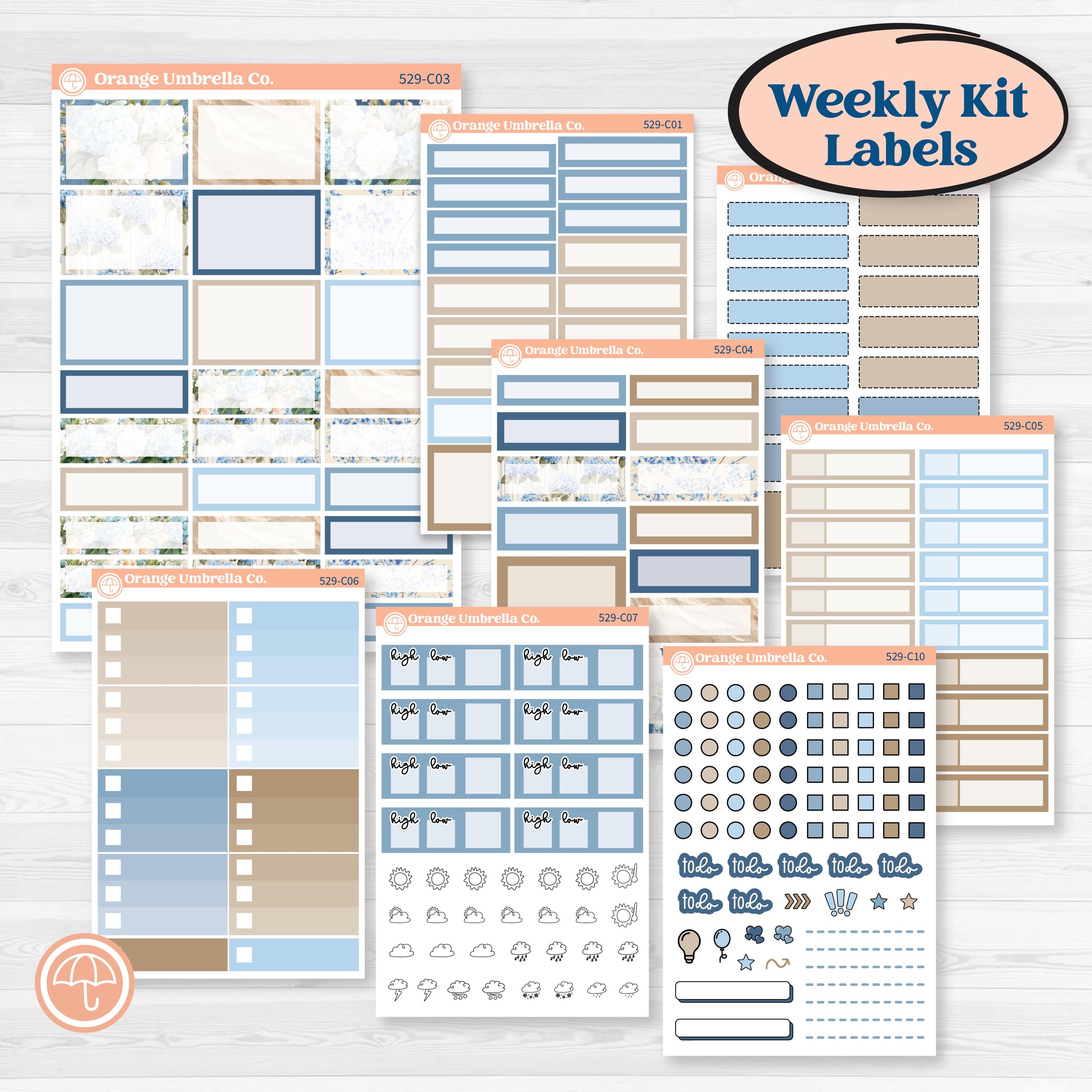 Seaside Floral | Weekly Add-On Labels Planner Kit Stickers | On The Cape | KIT-529-C