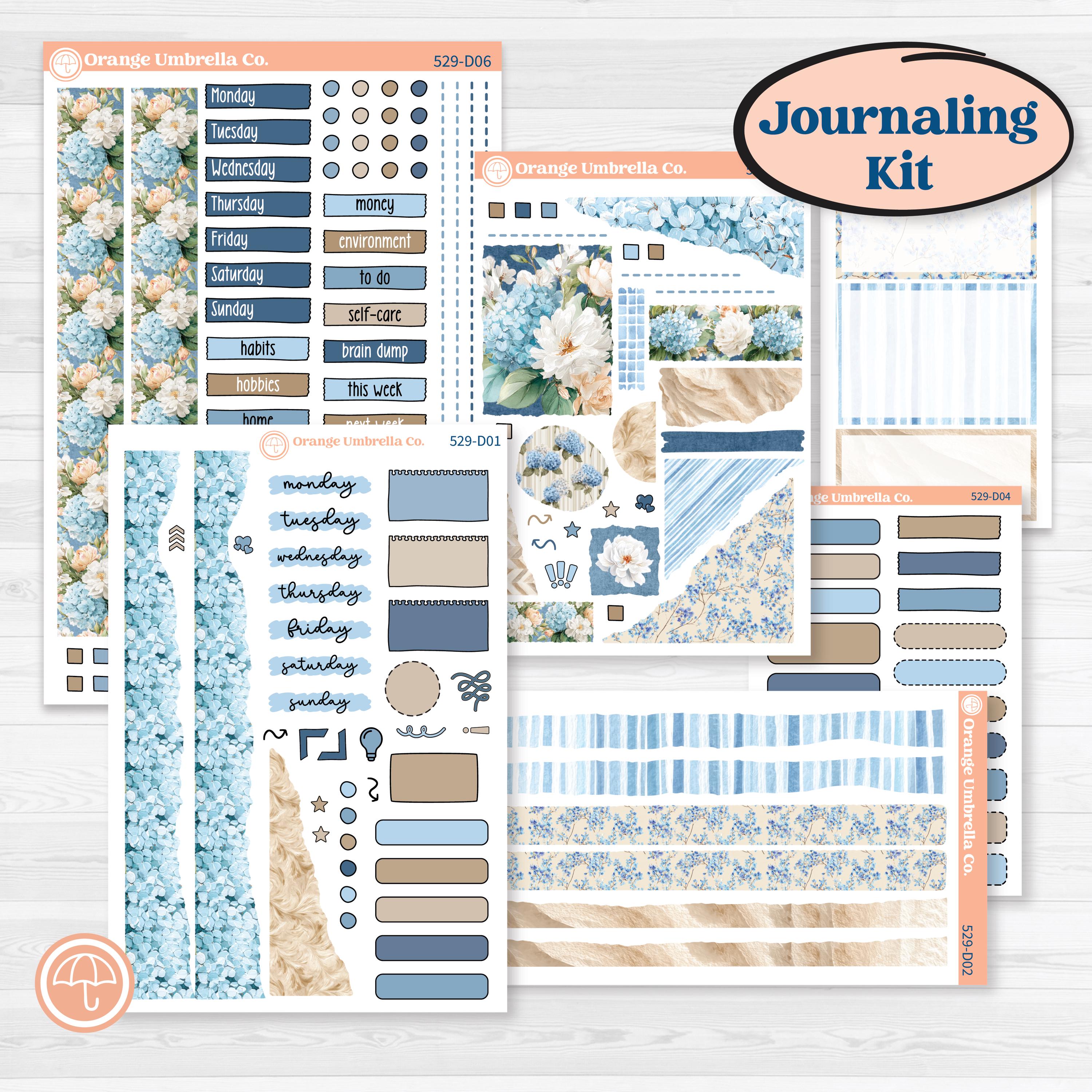 Seaside Floral | Journaling or Scrapbooking Kit | Creative Junk Journal Planner Stickers | On The Cape | KIT-529-D