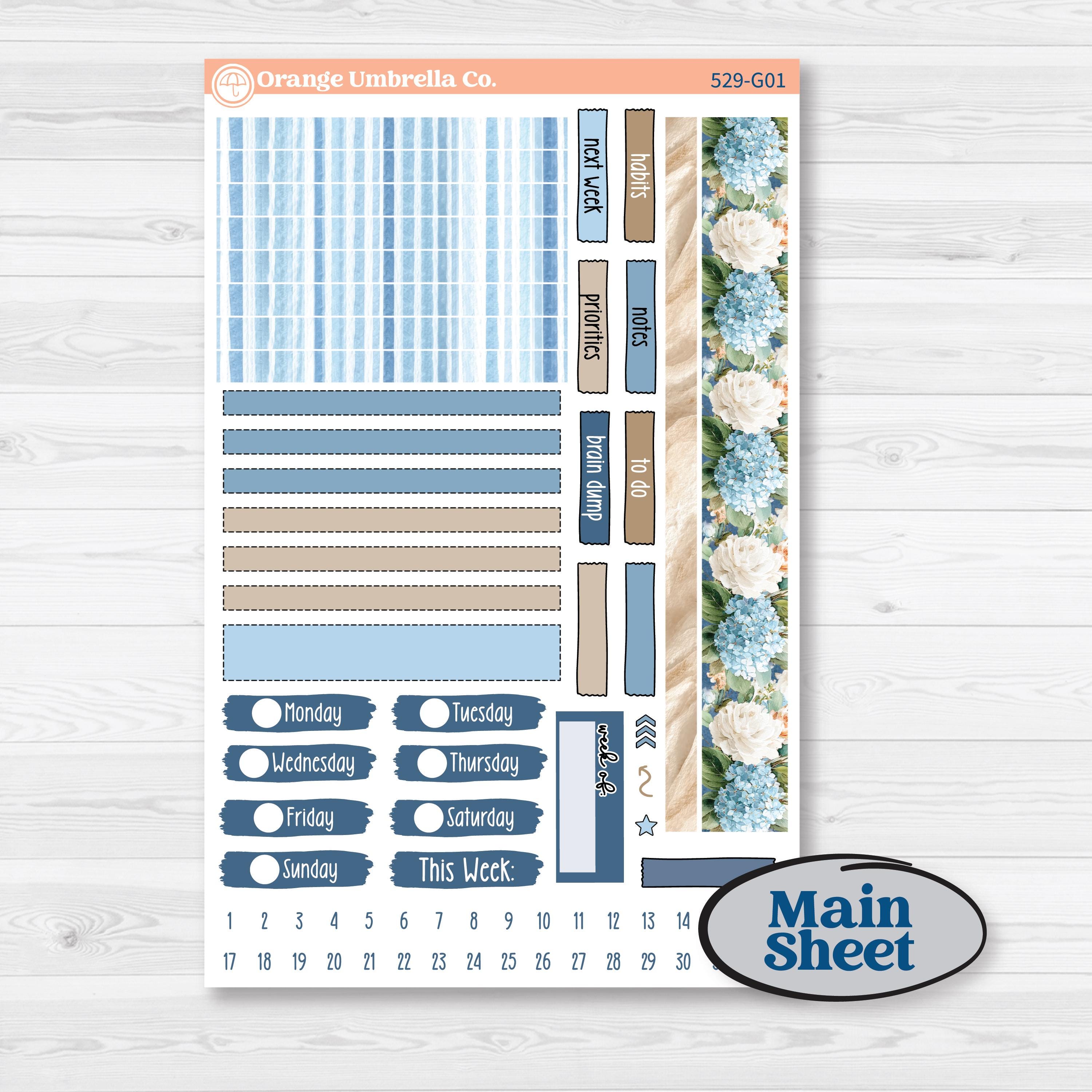 Seaside Floral | Erin Condren Weekly Dashboard Planner Kit Stickers | On The Cape | KIT-529-G