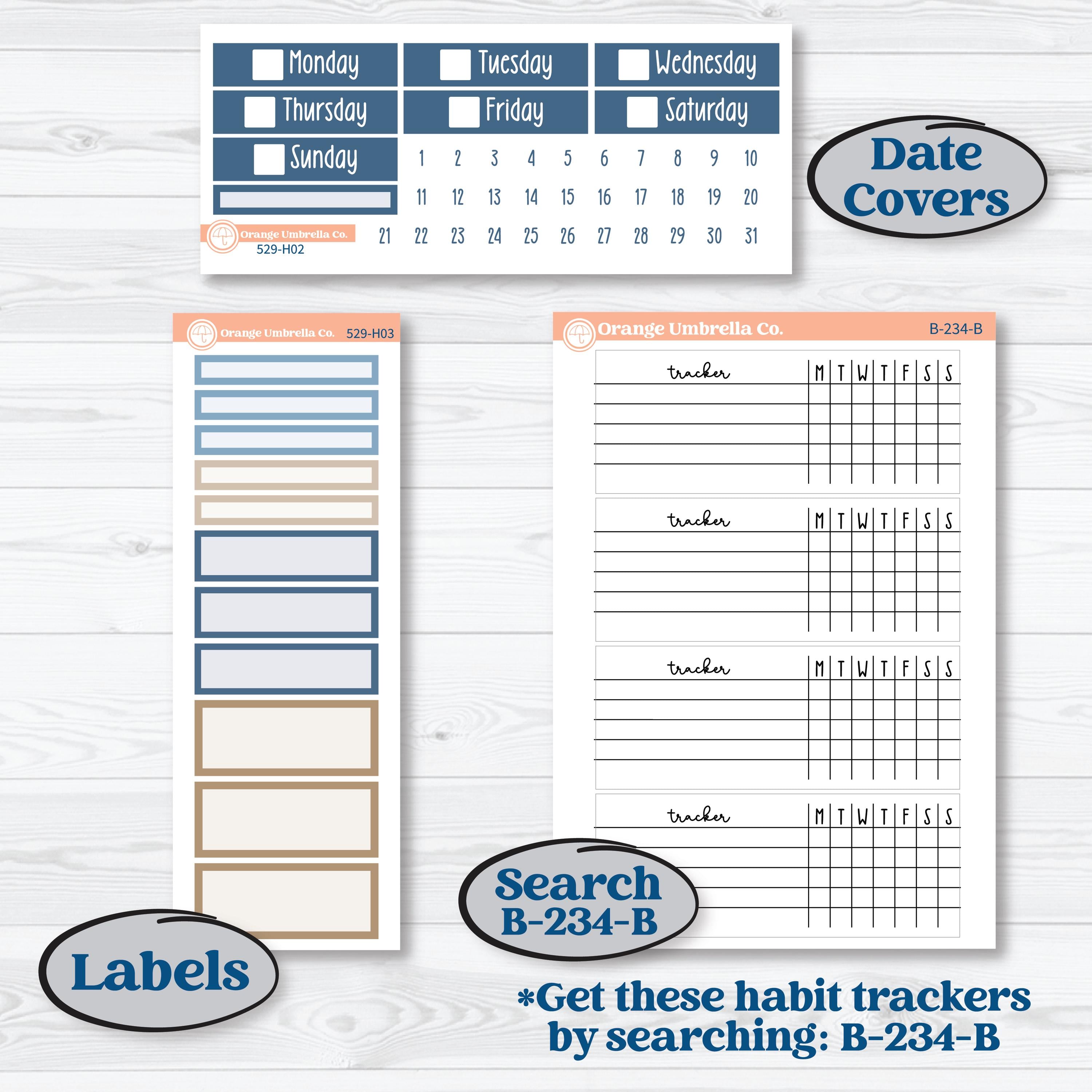 Seaside Floral | Plum Vertical Priorities 7x9 Planner Kit Stickers | On The Cape | KIT-529-H