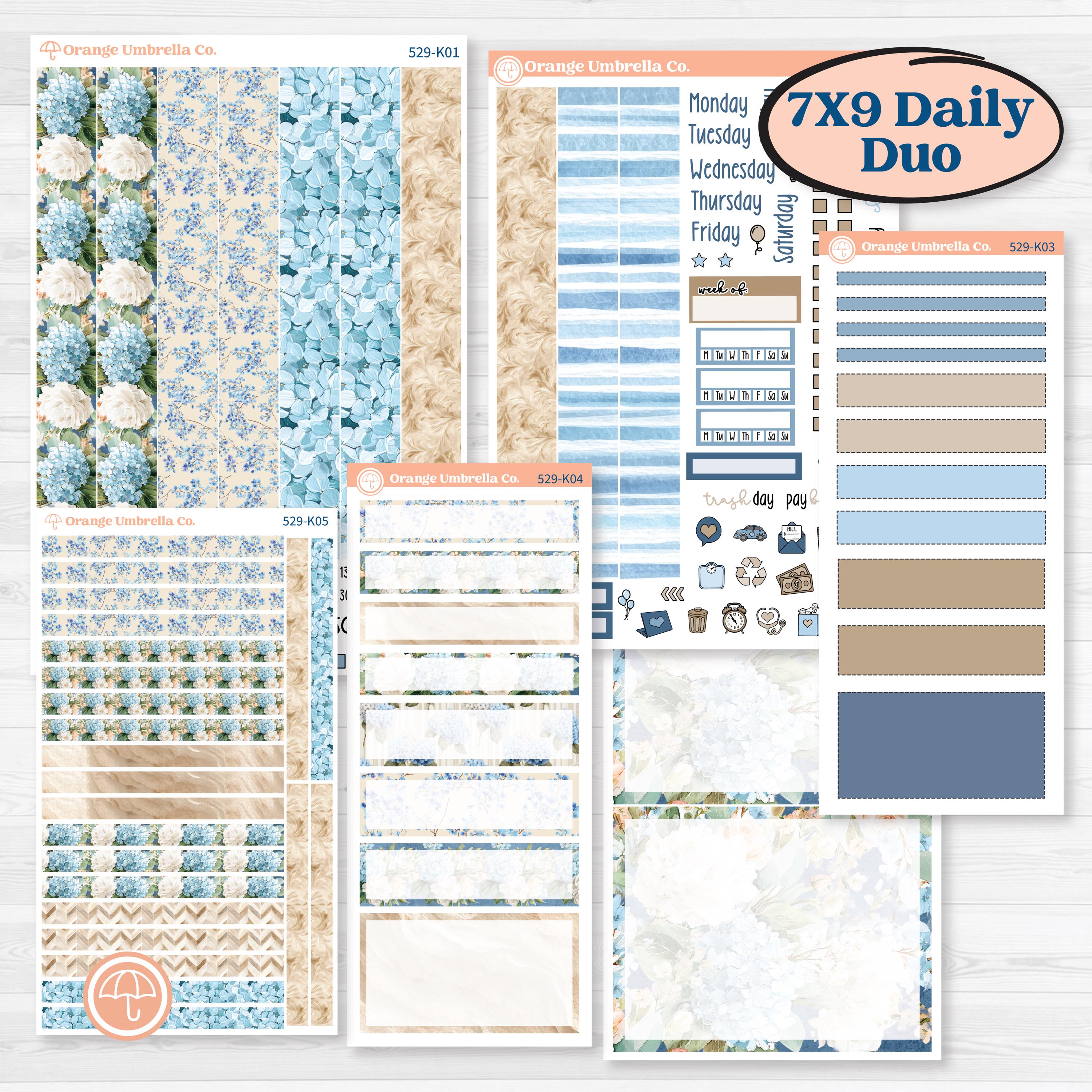 Seaside Floral | 7x9 Erin Condren Daily Duo Planner Kit Stickers | On The Cape | KIT-529-K