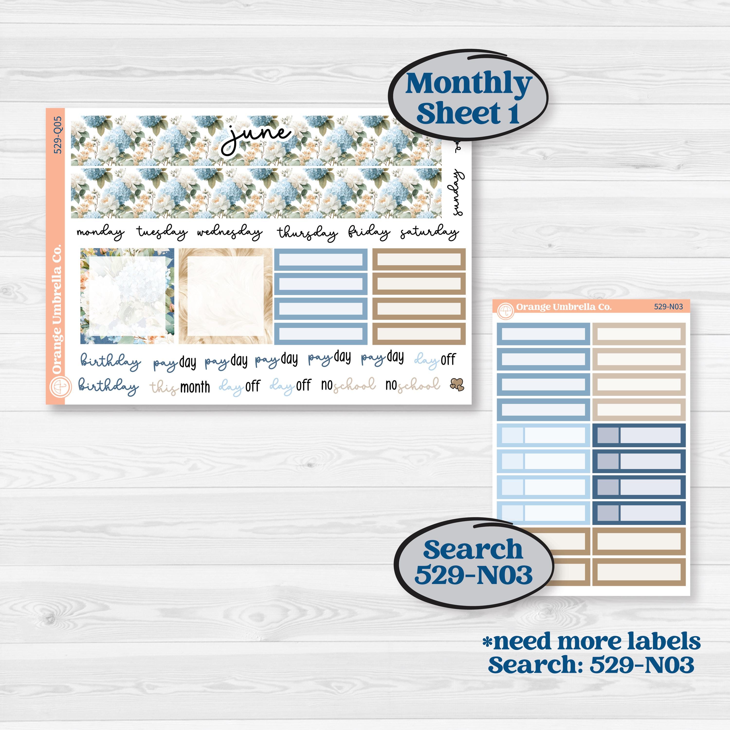 Seaside Floral | 7x9 Plum Monthly & Dashboard Planner Kit Stickers | On The Cape | KIT-529-Q