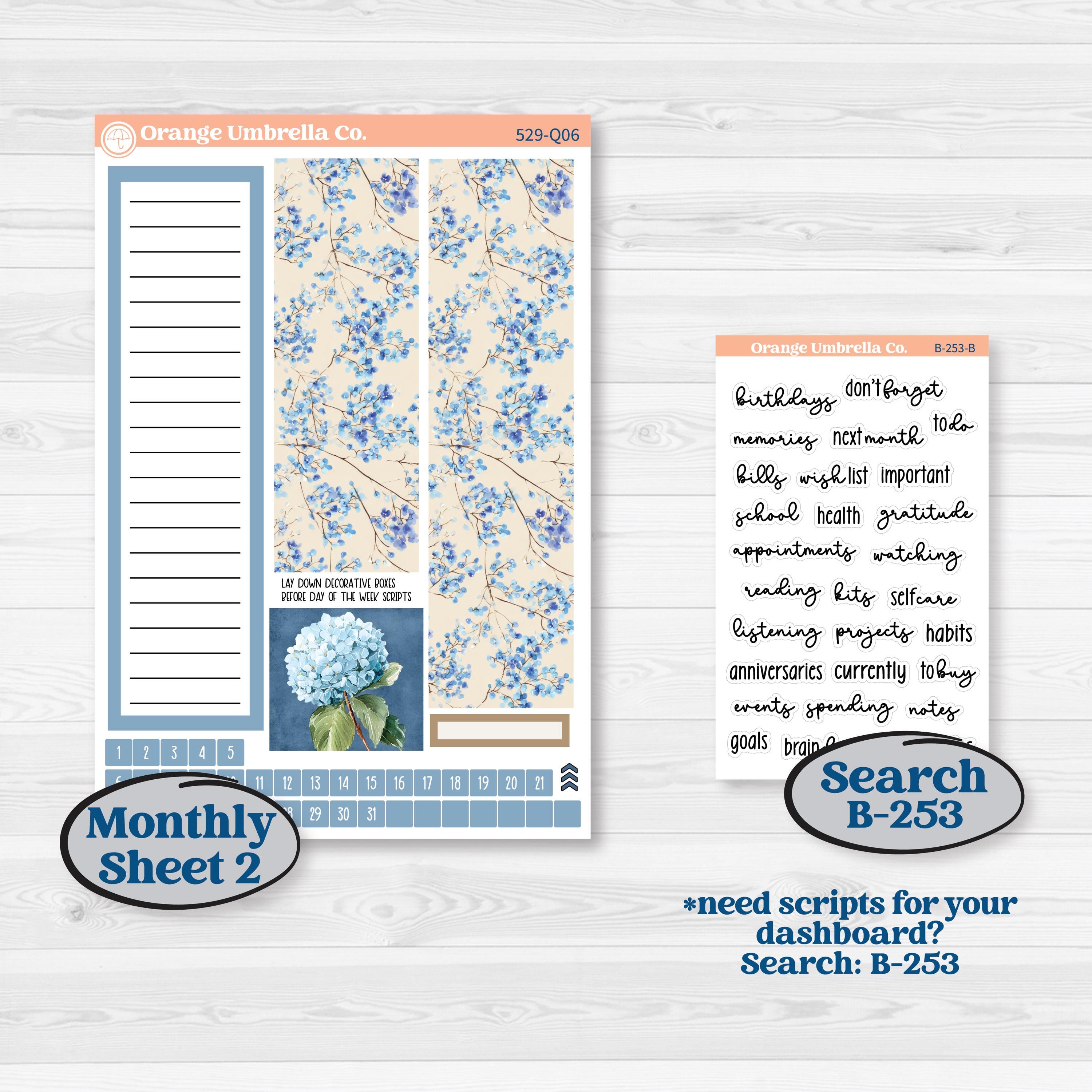 Seaside Floral | 7x9 Plum Monthly & Dashboard Planner Kit Stickers | On The Cape | KIT-529-Q