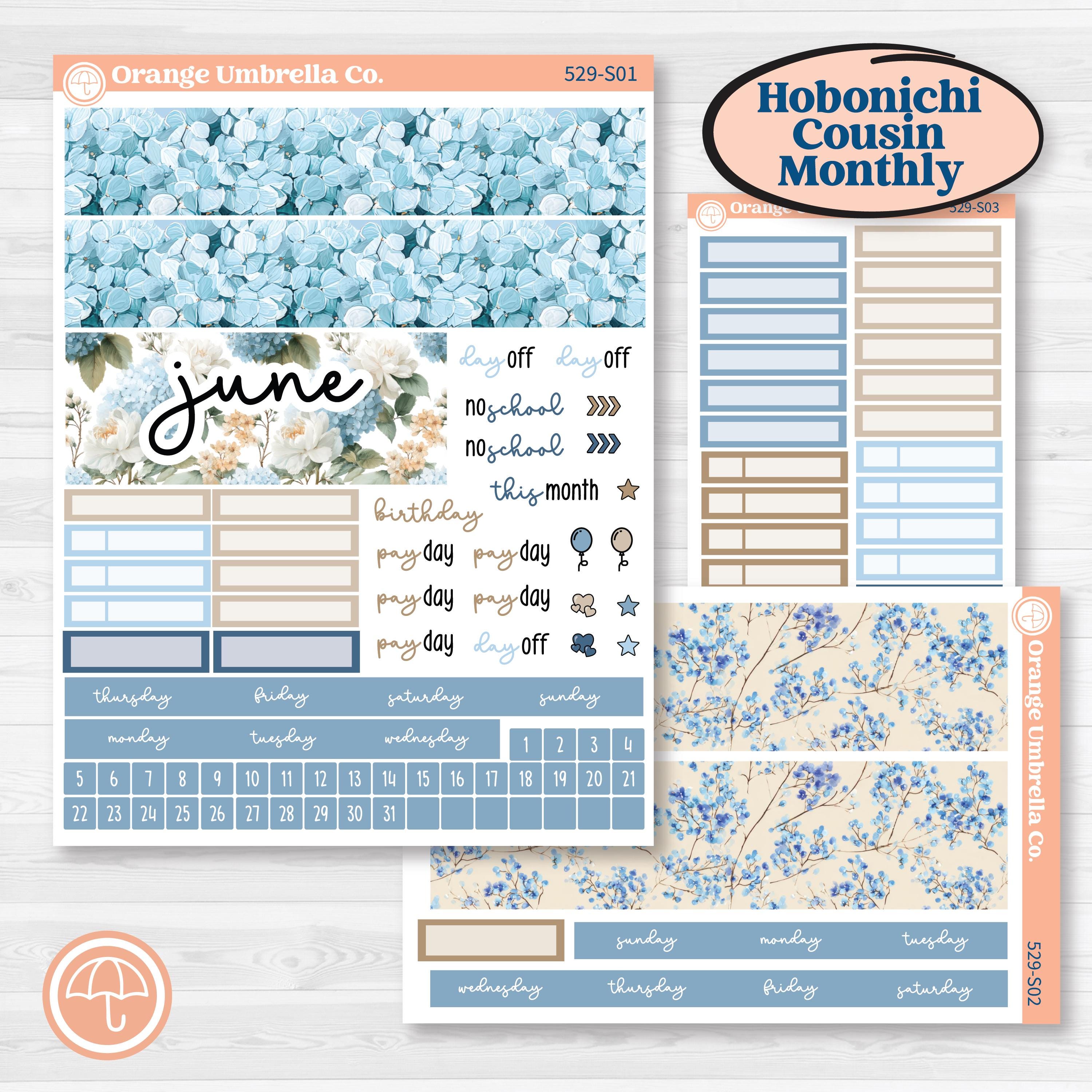 Seaside Floral | Hobonichi Cousin Monthly Planner Kit Stickers | On The Cape | KIT-529-S