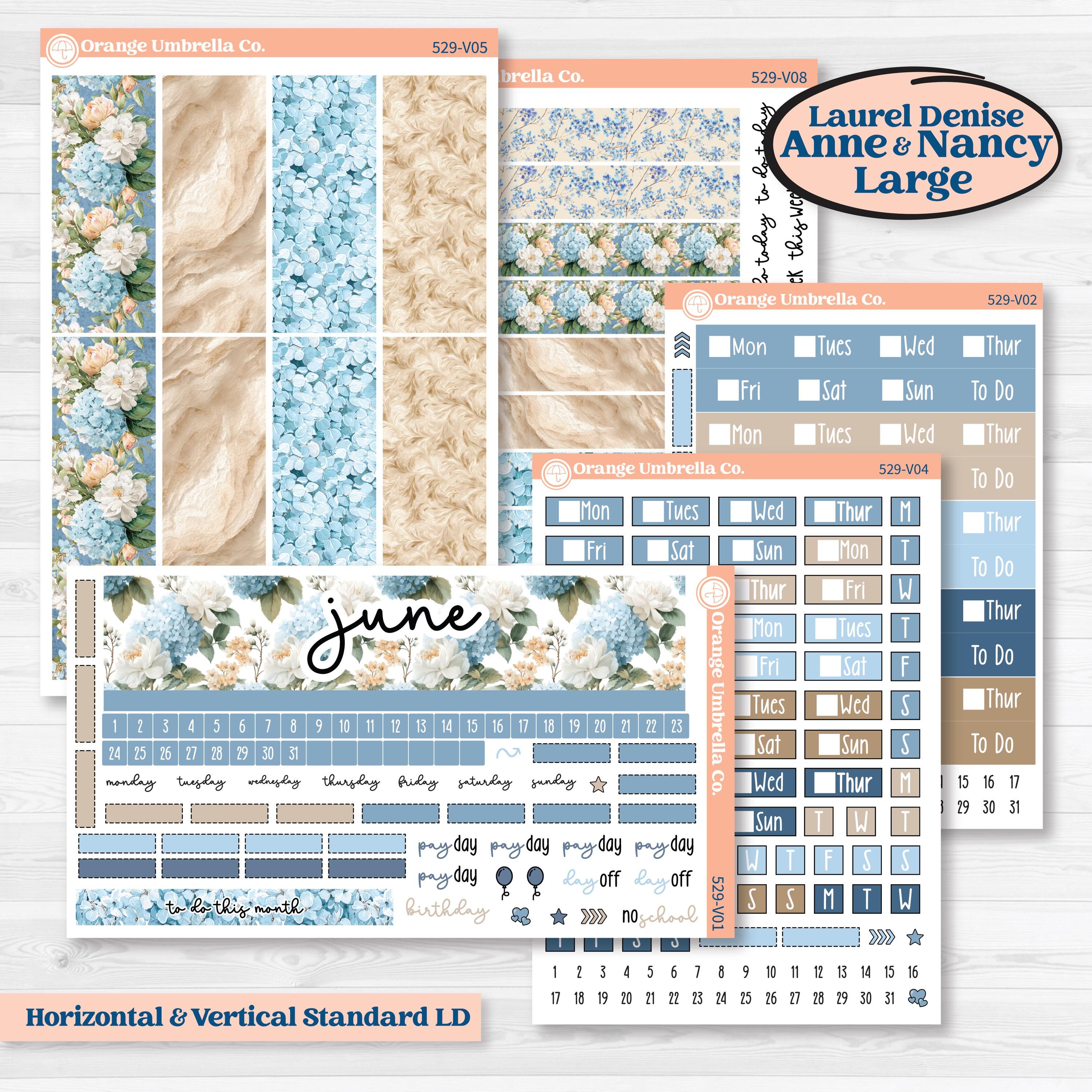 Seaside Floral | Laurel Denise Nancy Large & Anne Large Planner Kit Stickers | On The Cape | KIT-529-V