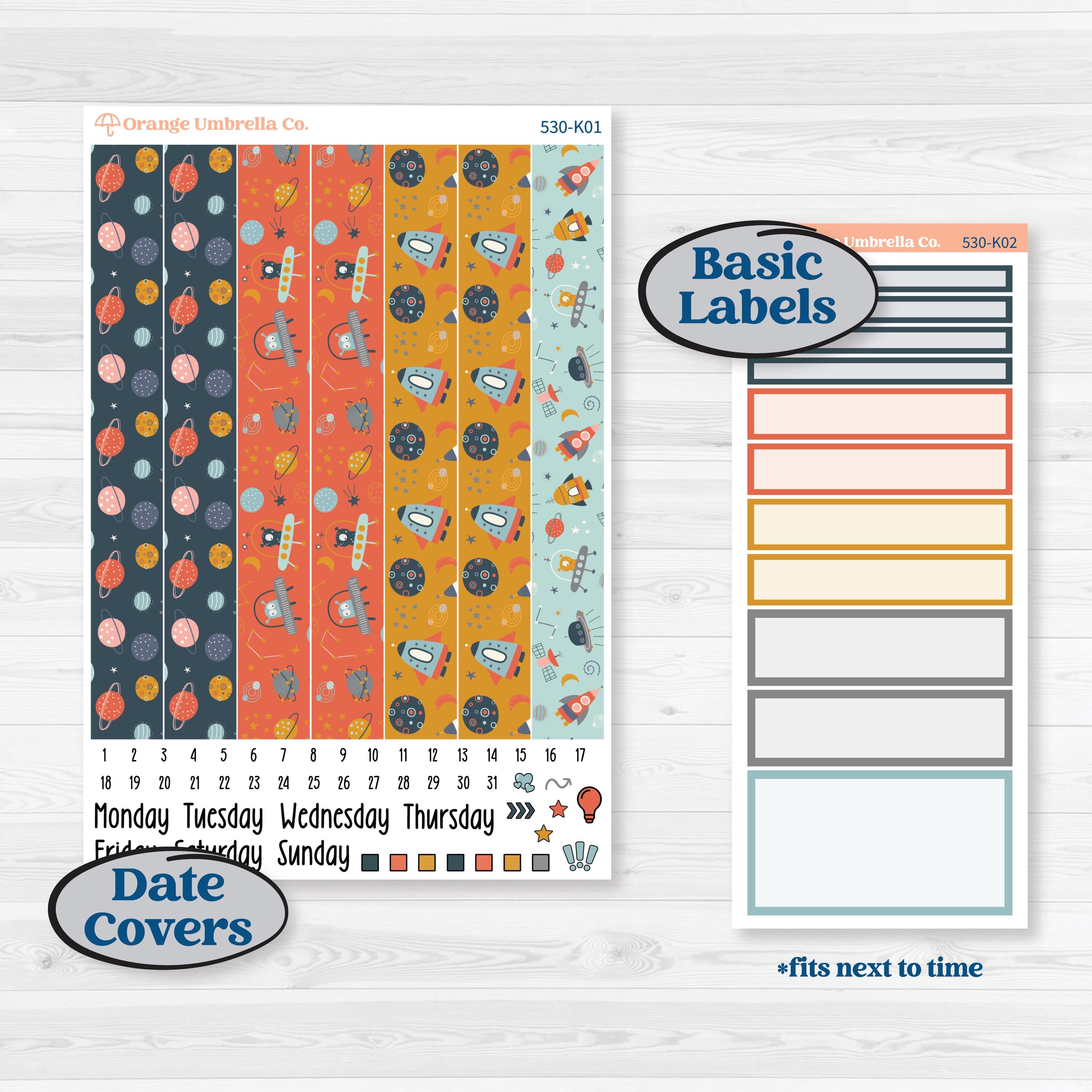 Space Father’s Day | 7x9 Erin Condren Daily Duo Planner Kit Stickers | Outta This World | KIT-530-K