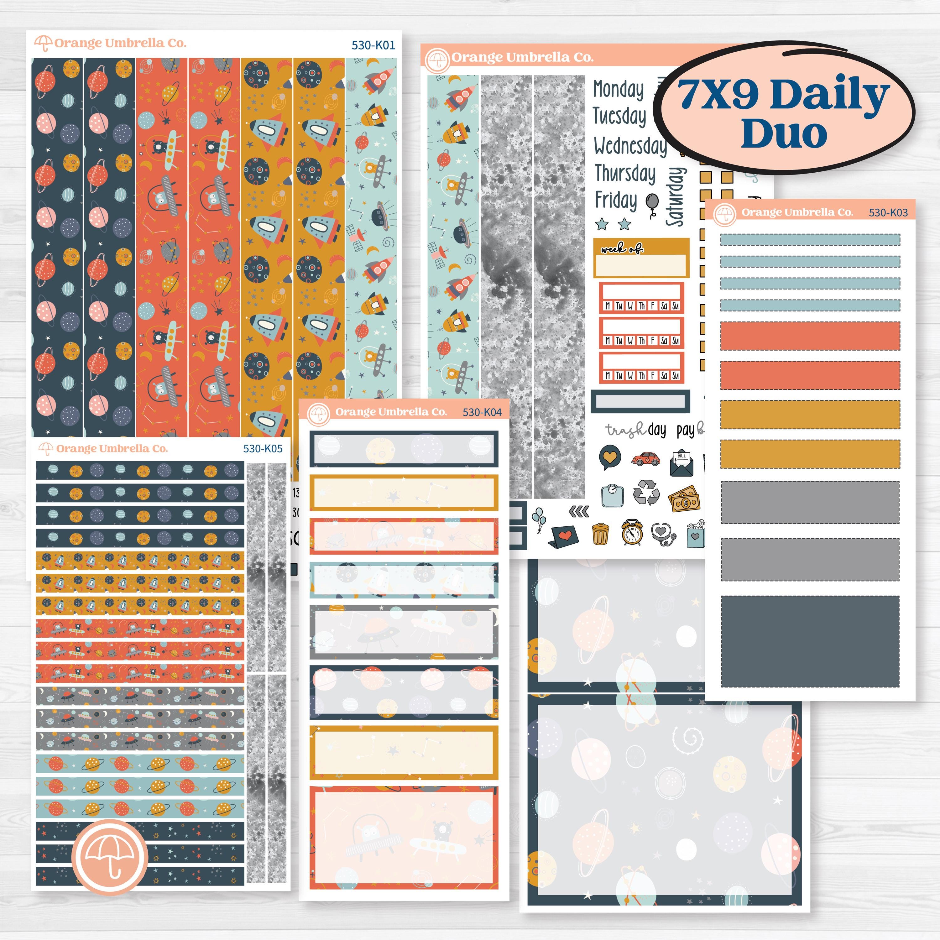 Space Father’s Day | 7x9 Erin Condren Daily Duo Planner Kit Stickers | Outta This World | KIT-530-K