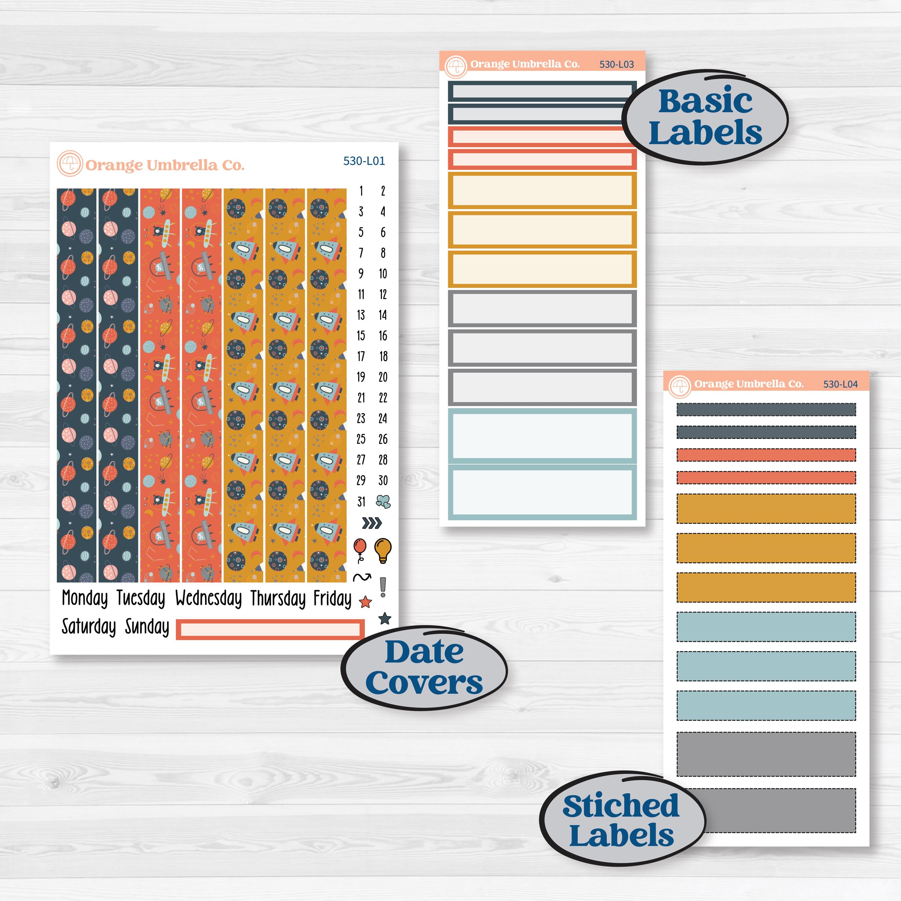 Space Father’s Day | 7x9 Plum Daily Planner Kit Stickers | Outta This World | KIT-530-L